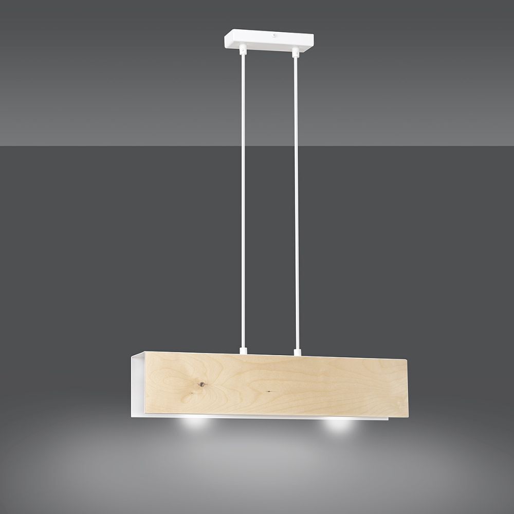 Suspension bois métal 2x E27 Scandinave