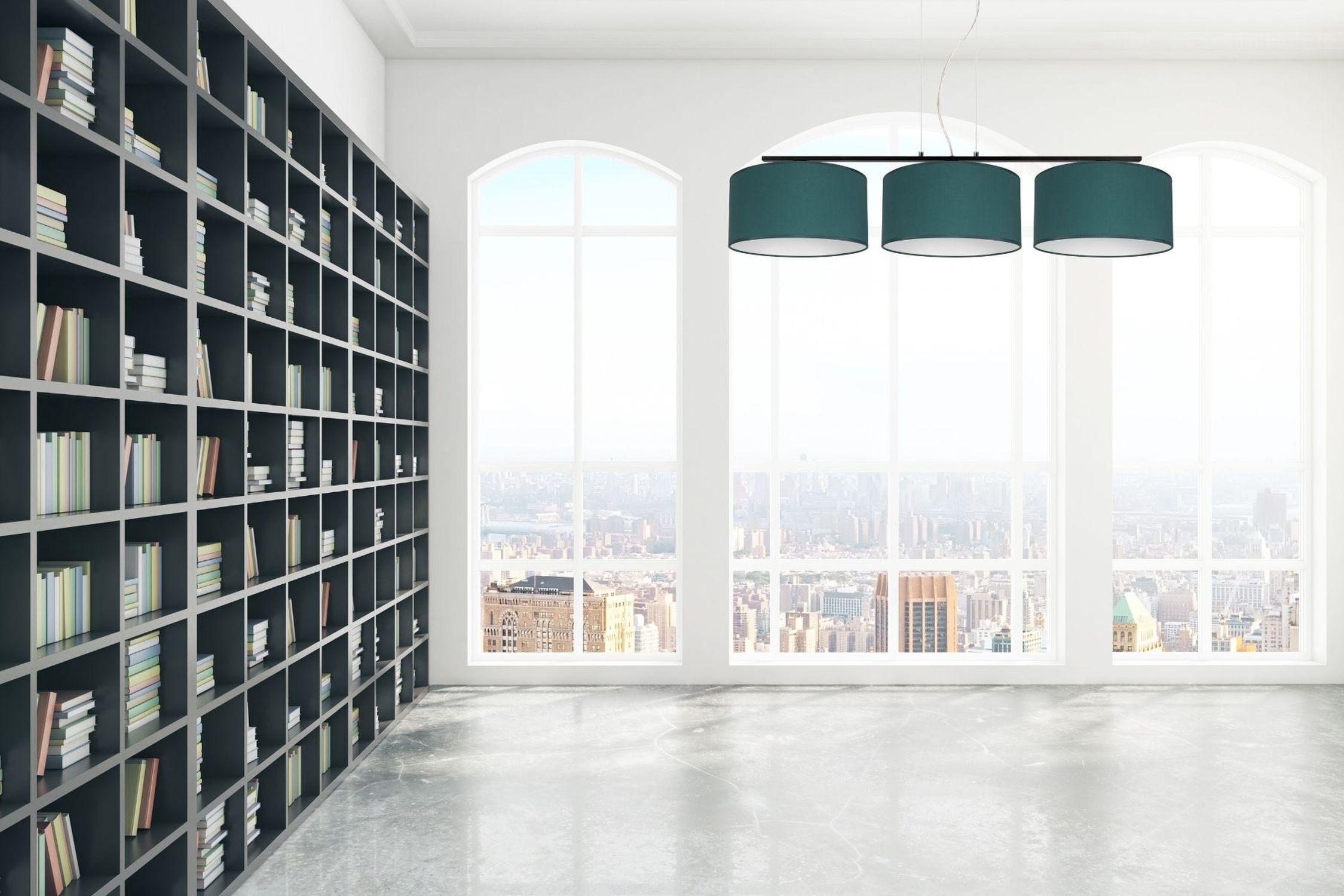 Blendarme Pendelleuchte Stoff Schwarz Grün E27 L:100 cm Bücherregal, Bibliothek, Bücher, Regale, Innenraum