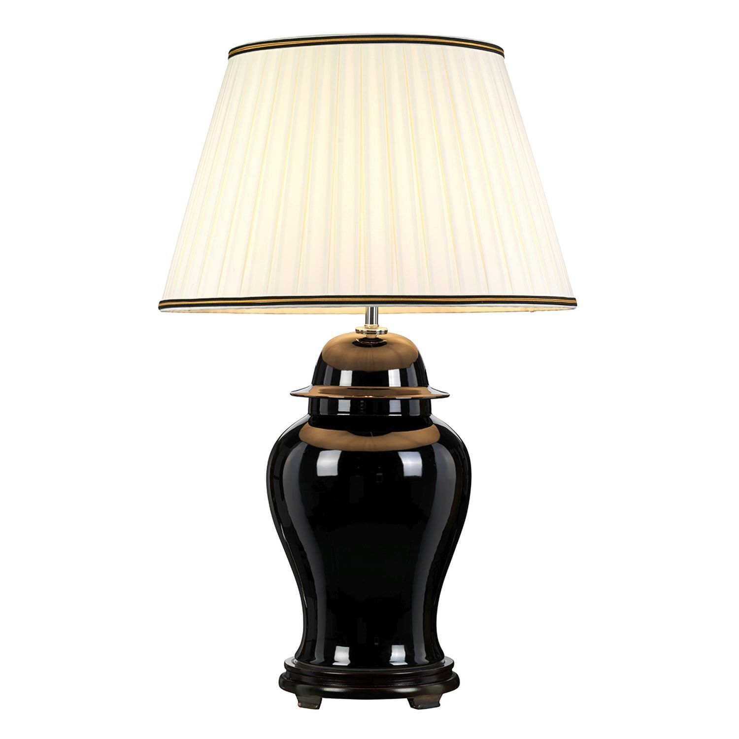Lampe de table céramique tissu noir crème hauteur 80 cm E27