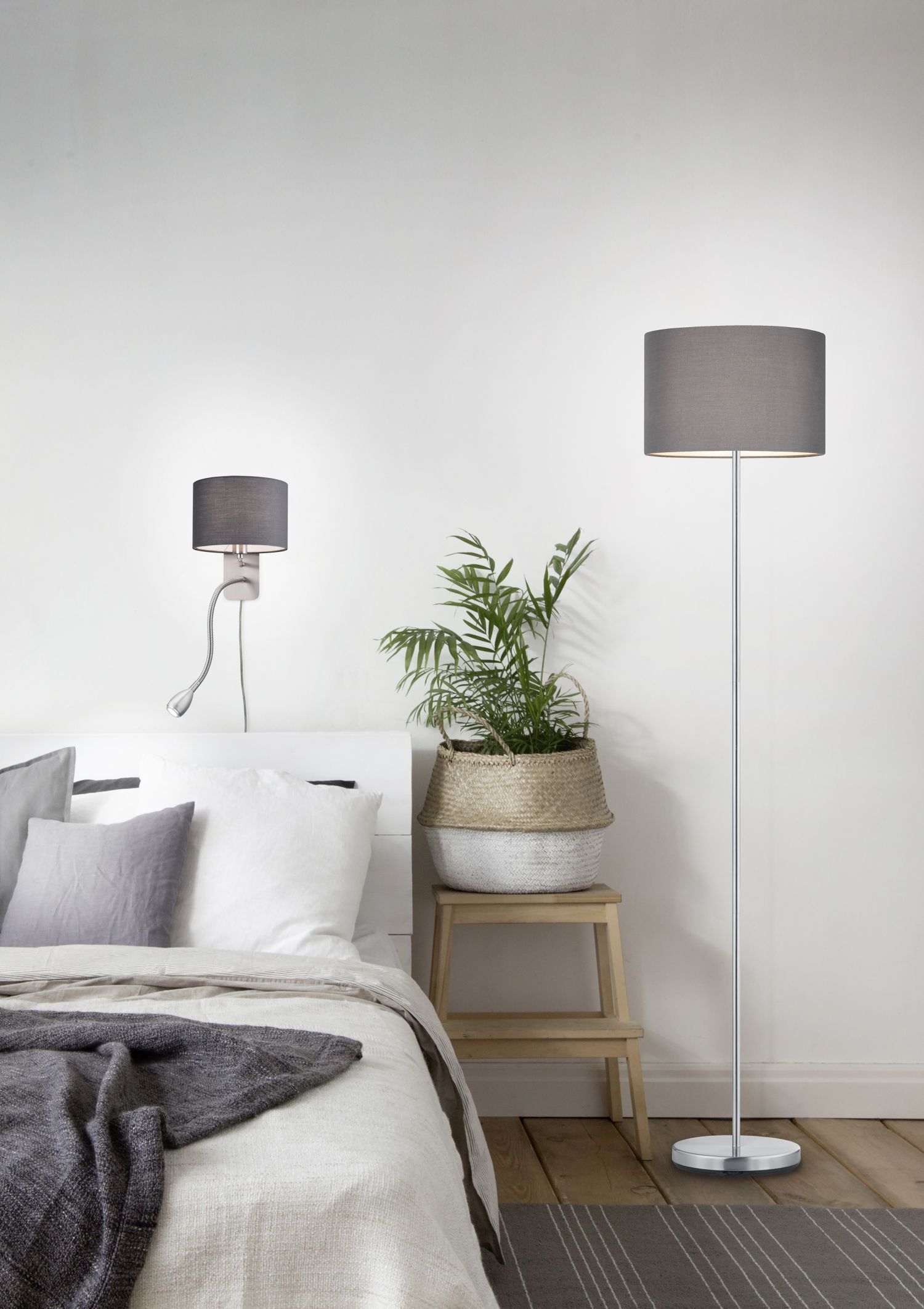 Lampe, Stehlampe, Pflanze, Bett, Mobiliar