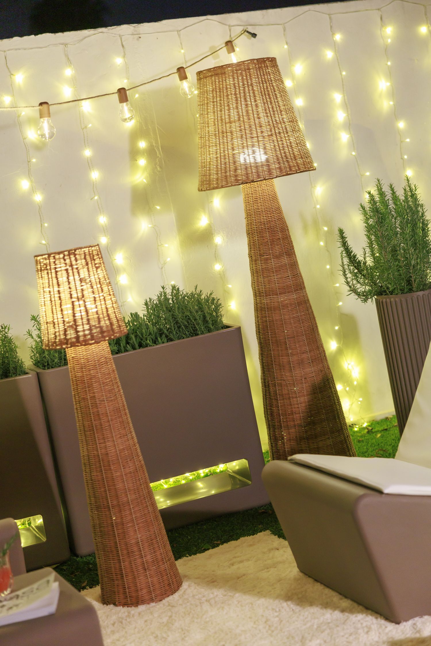 Lampen, Rattan, Stehlampe, Gartenbeleuchtung, Sitzbereich