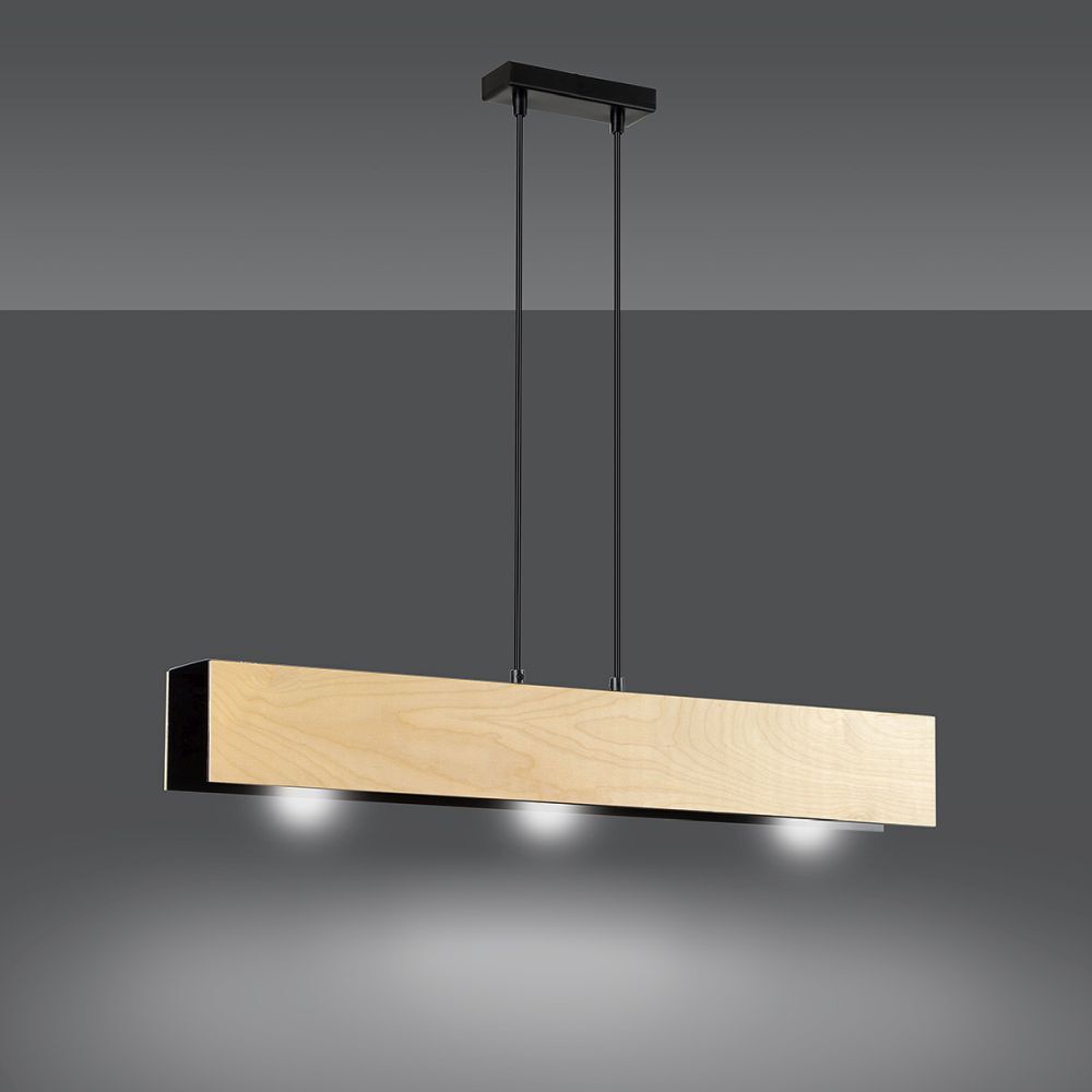 Lampe à suspendre réglable bois métal Scandinave 3x E27