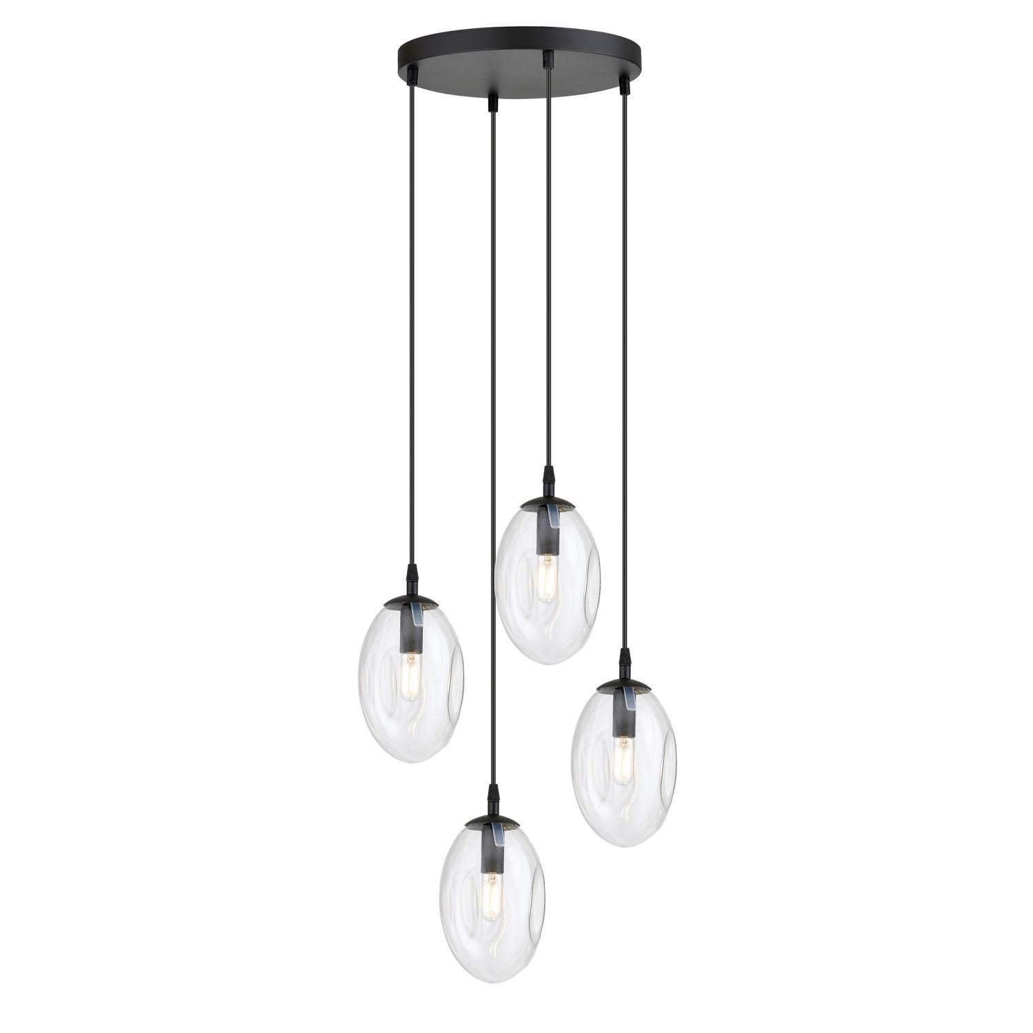 Suspension verre métal ajustable 4 flammes E14