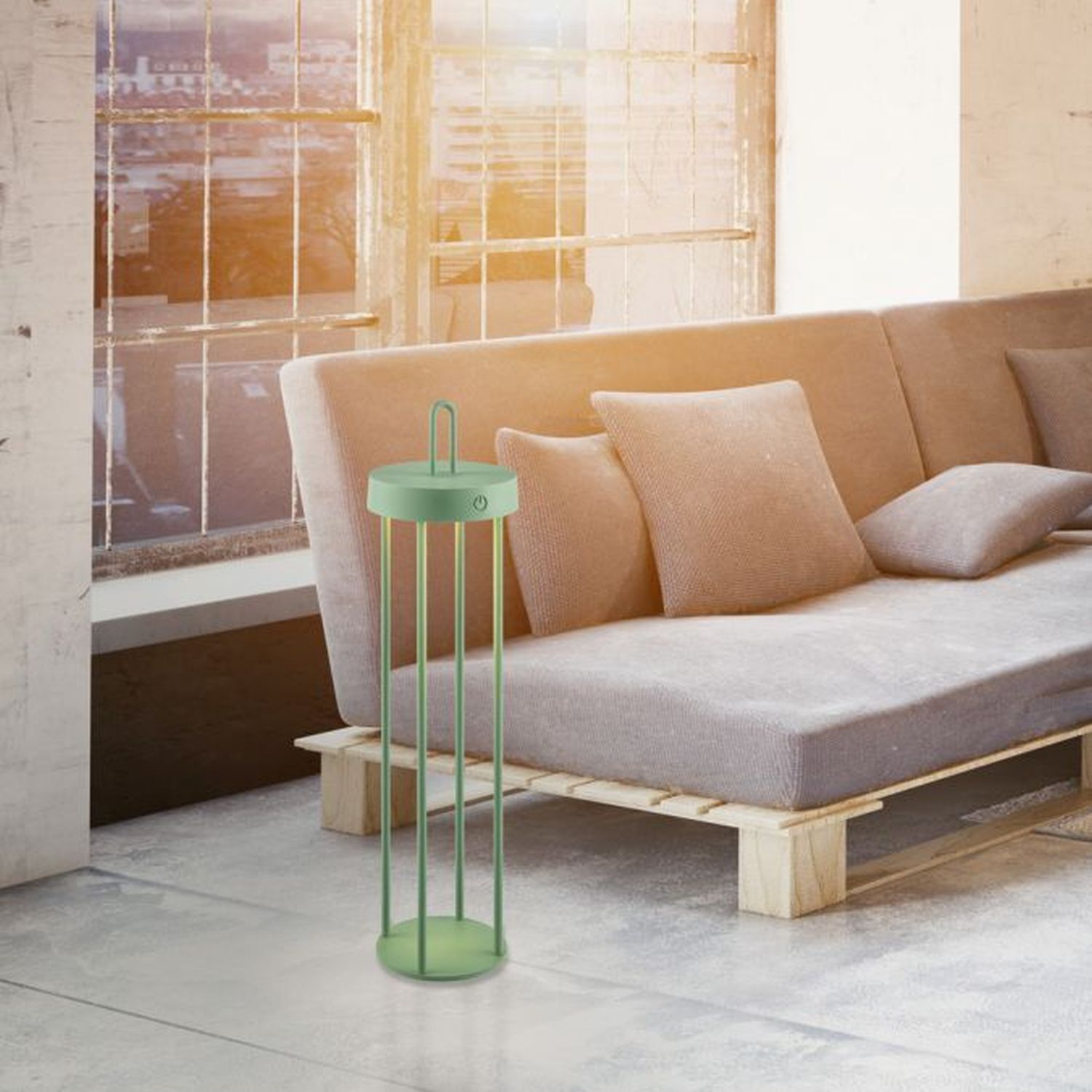 Lampe de table LED rechargeable métal dimmable IP44 2700 K vert