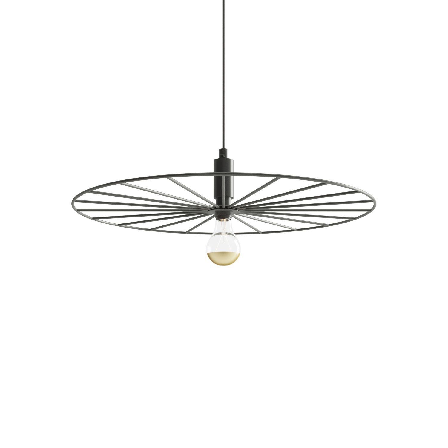 Suspension Noir Ø 45 cm Métal Fil Roue E27