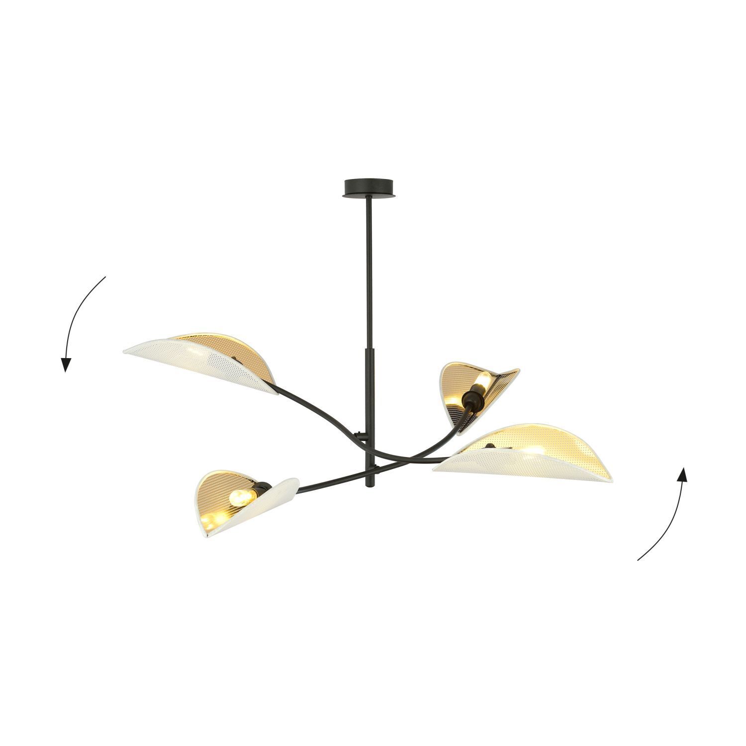 Plafonnier Moderne L : 102 cm pivotant 4x E14 Métal Tissu