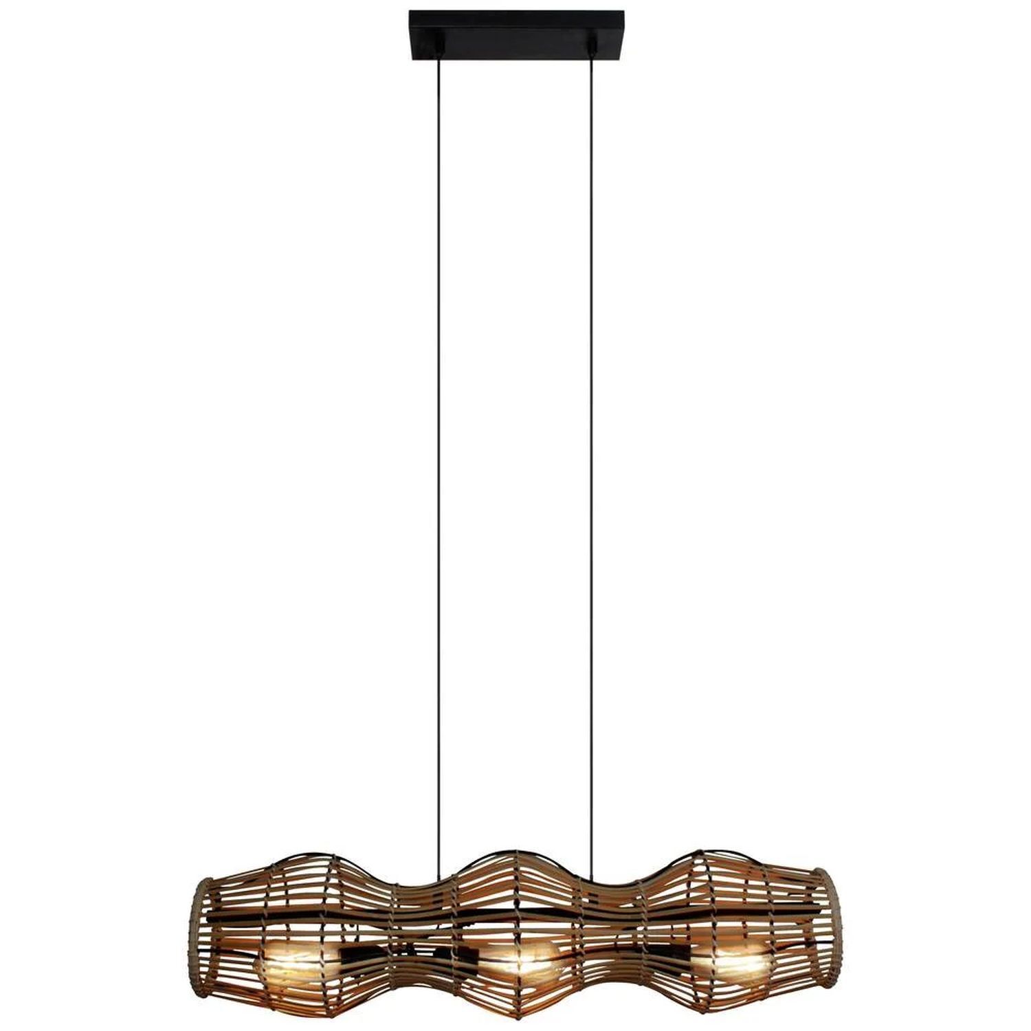 Suspension Bambou Marron E27 3-flamme Scandinave