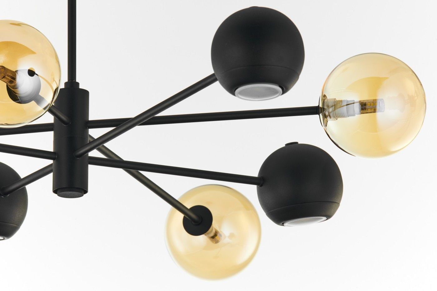 Plafonnier métal verre 100 cm G9 GU10 noir ambre