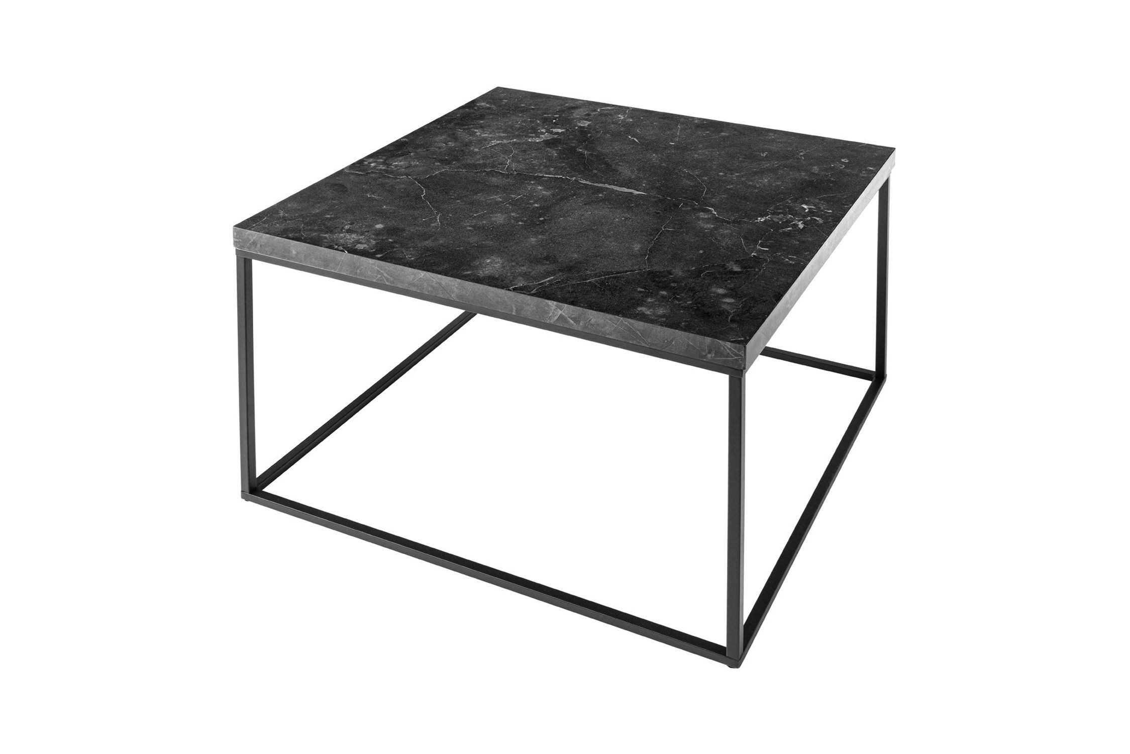 Couchtisch in Schwarz 60 x 60 cm Marmor Optik Schwarz Kaffeetisch, Mobiliar, Tabelle