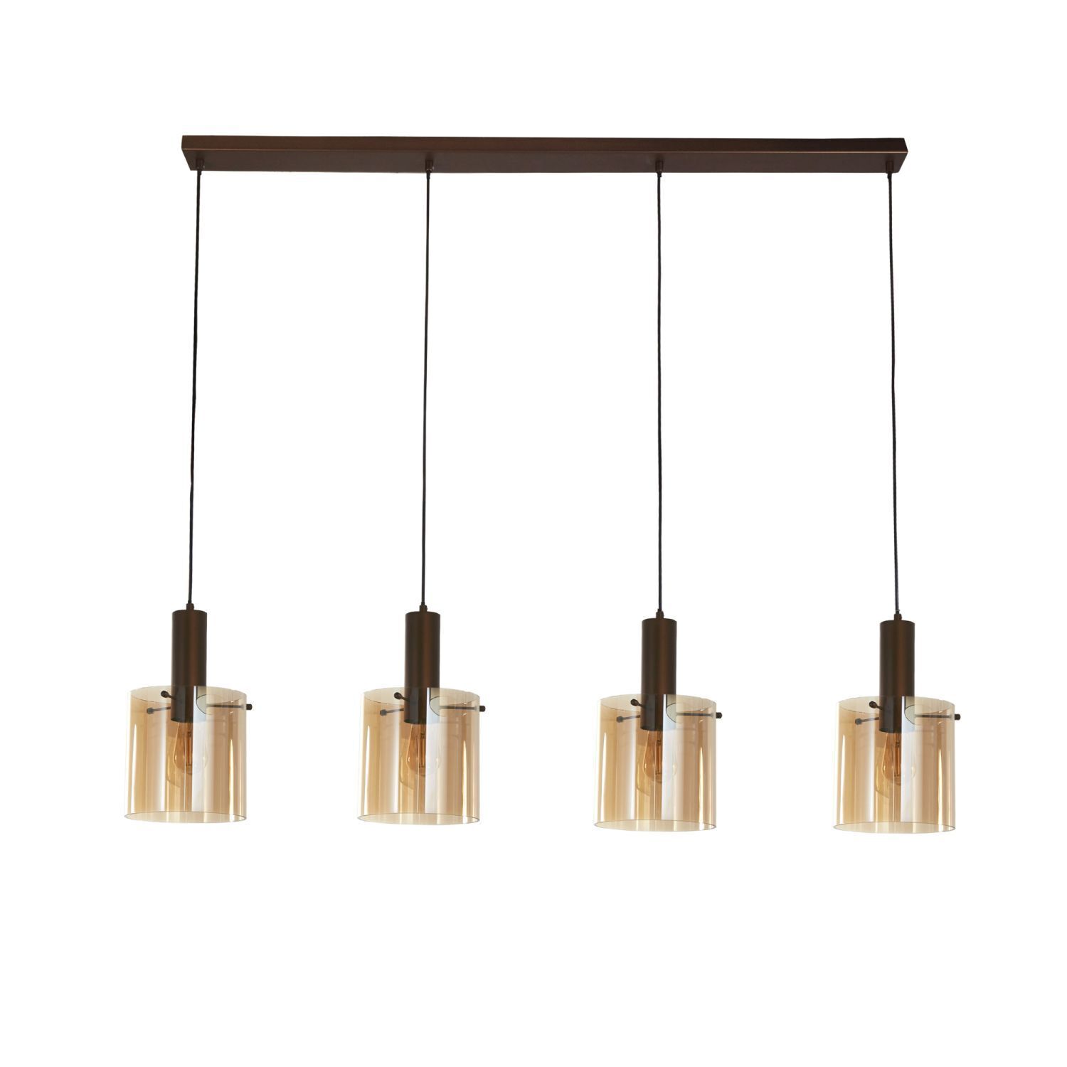 Lampe à suspendre verre fumé L : 142 cm 4-flamme E27 brun ambre