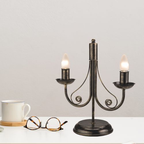 Lampe de table Métal Noir Rustique H:36cm Antique