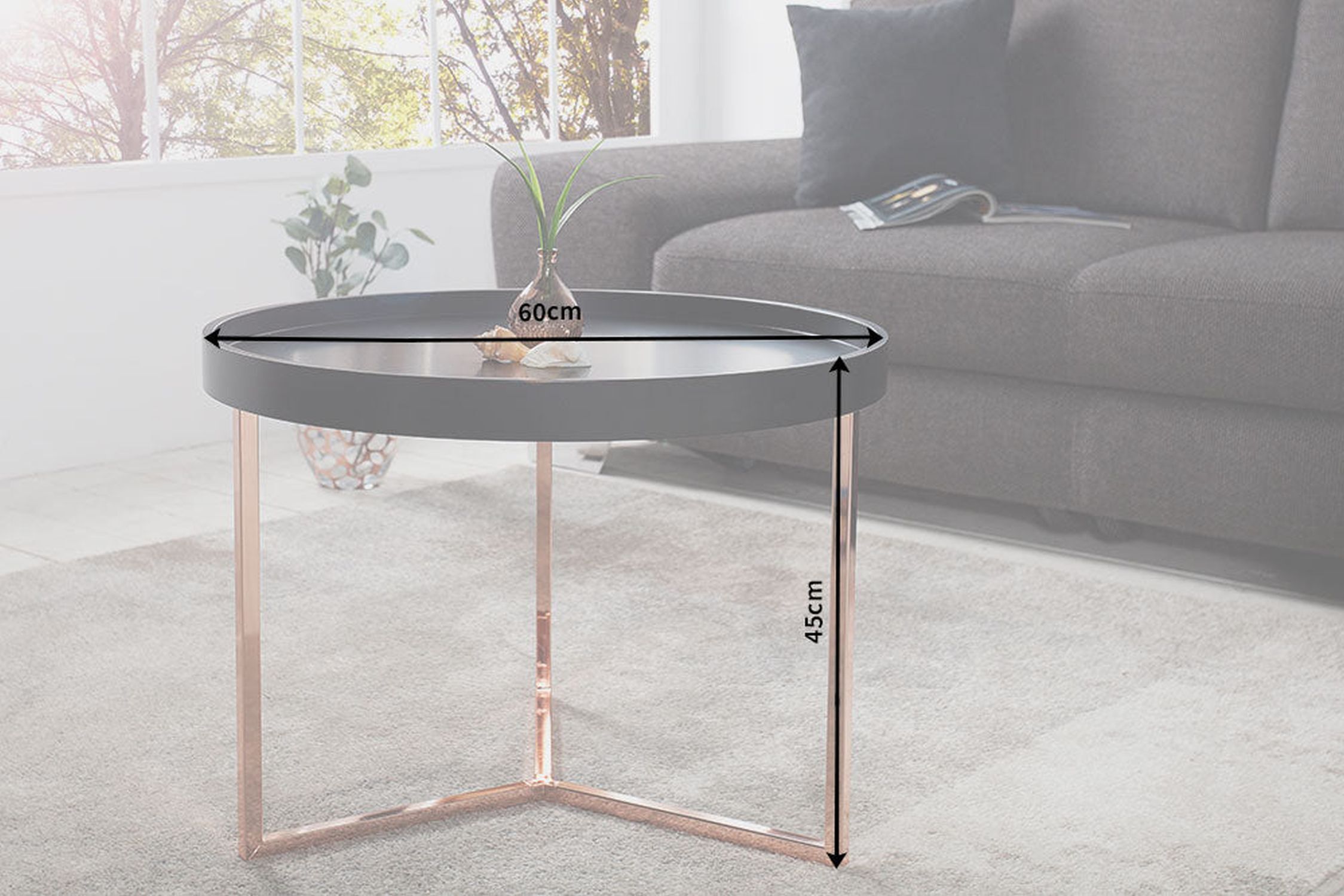 Table basse bois métal noir cuivre 60x60 avec plateau Kaffeetisch, Mobiliar, Tabelle, Tischplatte, Schreibtisch
