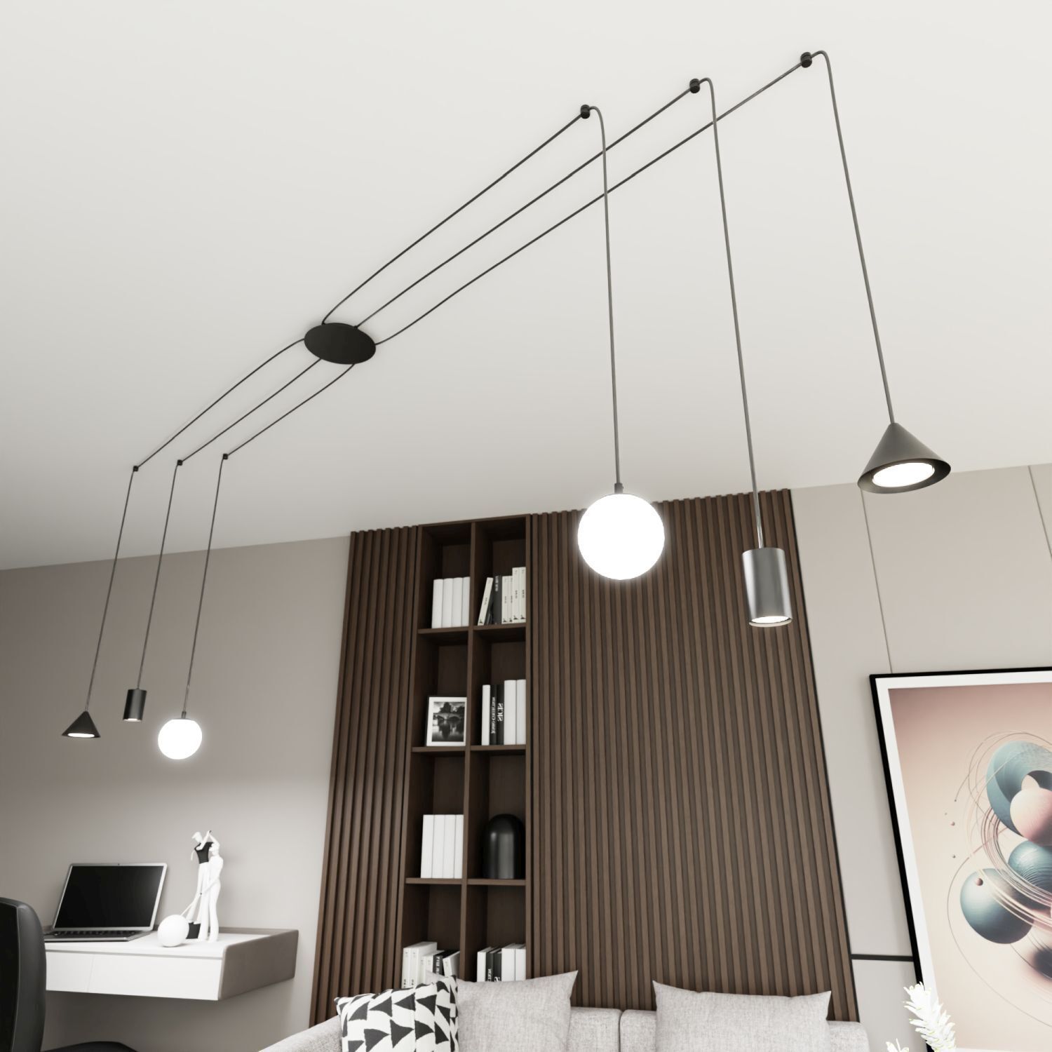 XXL Lampe à suspendre Spider Métal Verre flexible stylé