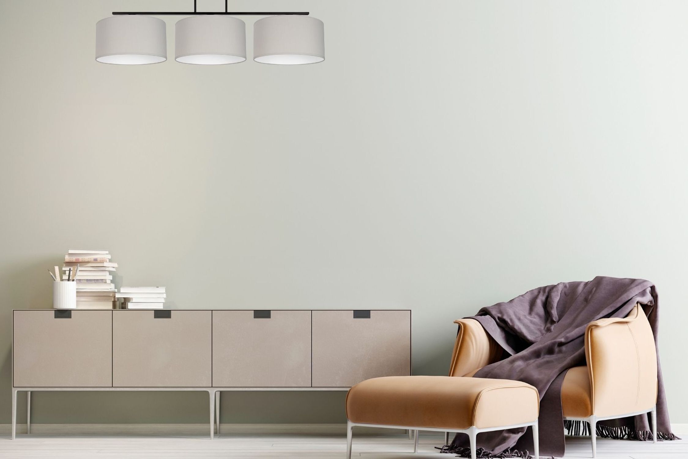 Lampe de plafonnier Tissu Noir Gris Blanc E27 100 cm