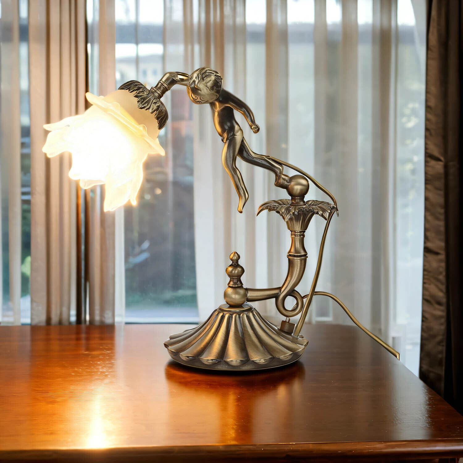 Lampe de table Premium Putte en bronze