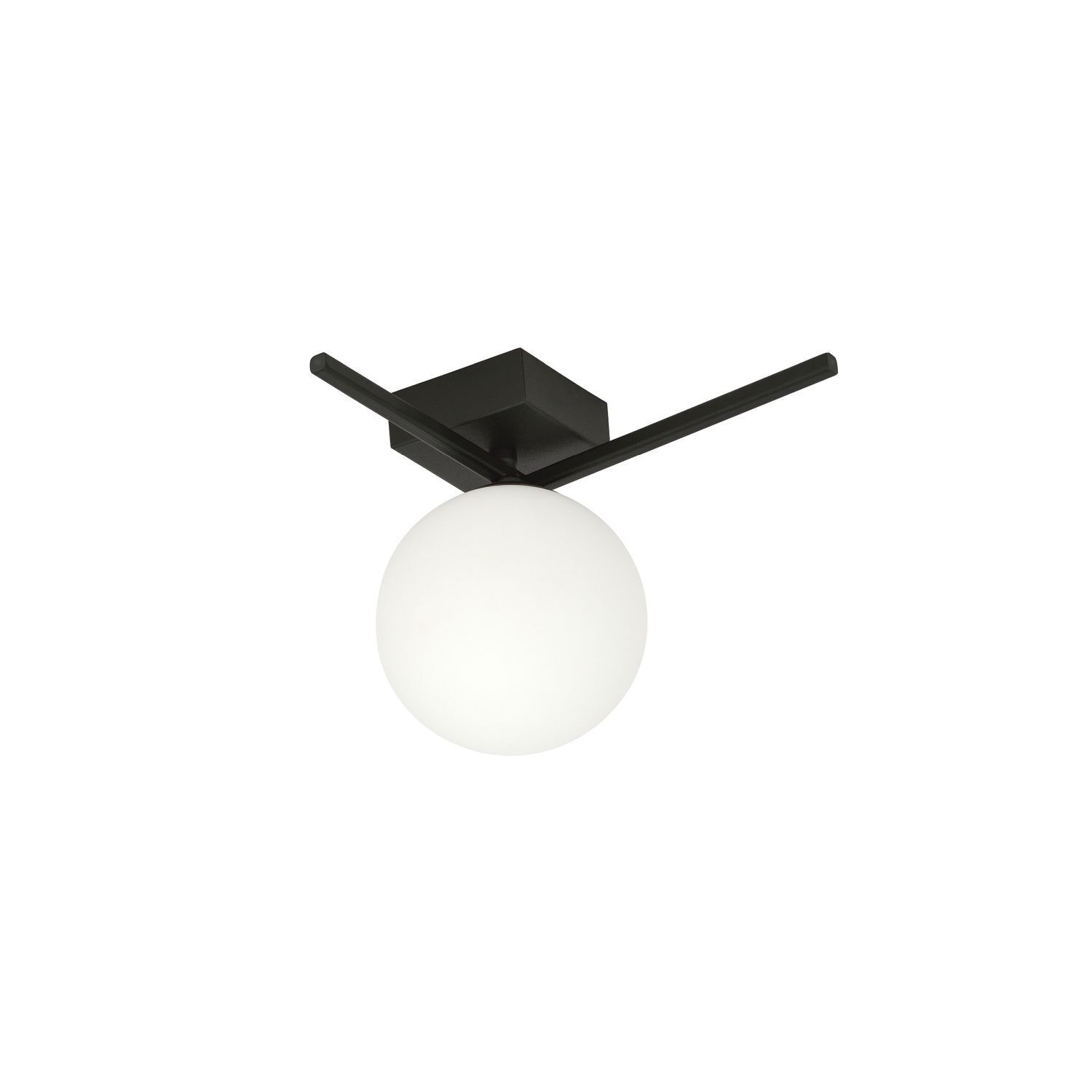 Plafonnier Abat-jour sphérique L : 23 cm Noir Blanc E14 Verre Métal