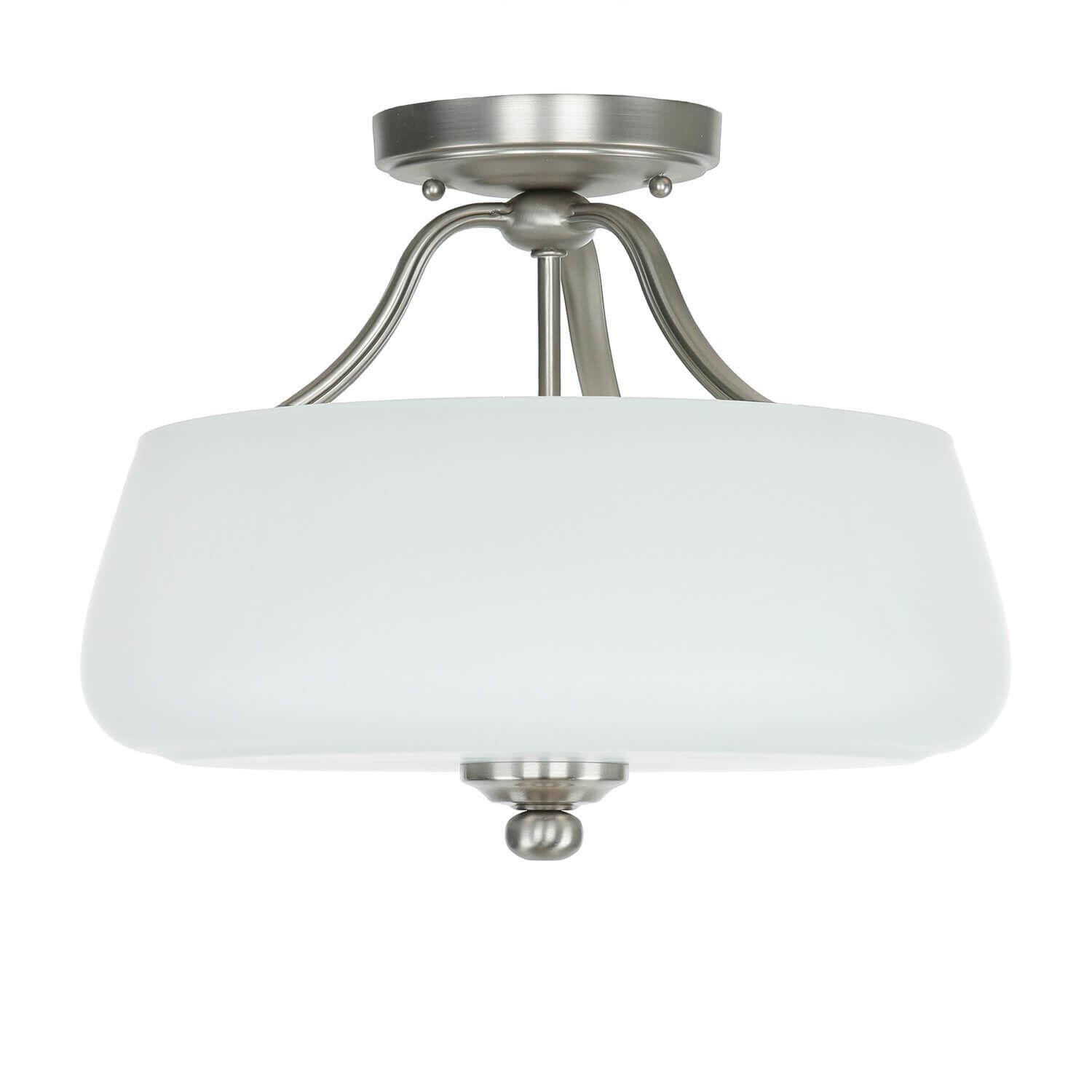 Plafonnier E27 Blanc Nickel Ø37cm Verre Métal Leuchte