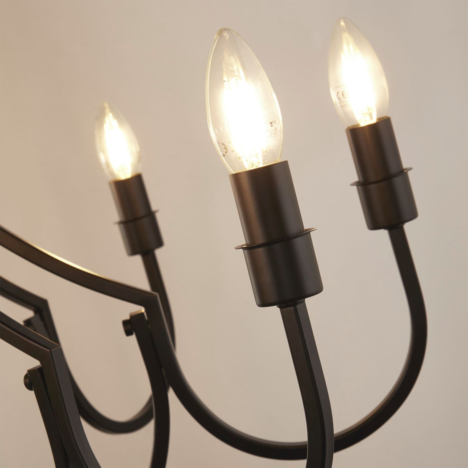 Lustre métal Ø 75 cm 8 flammes E14 Noir Rustique