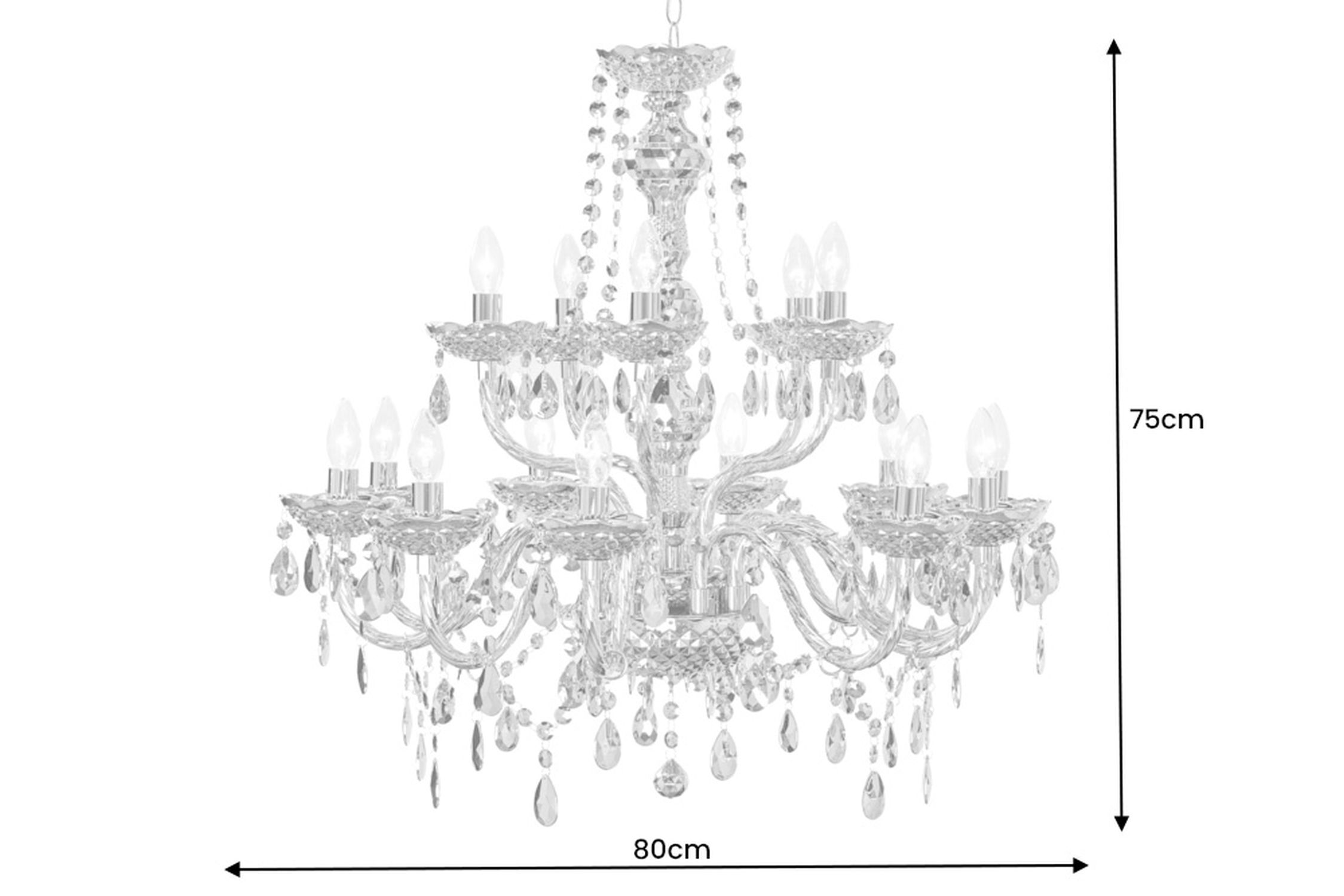 Lustre métal acrylique L:80 cm E14 Bougies Classique