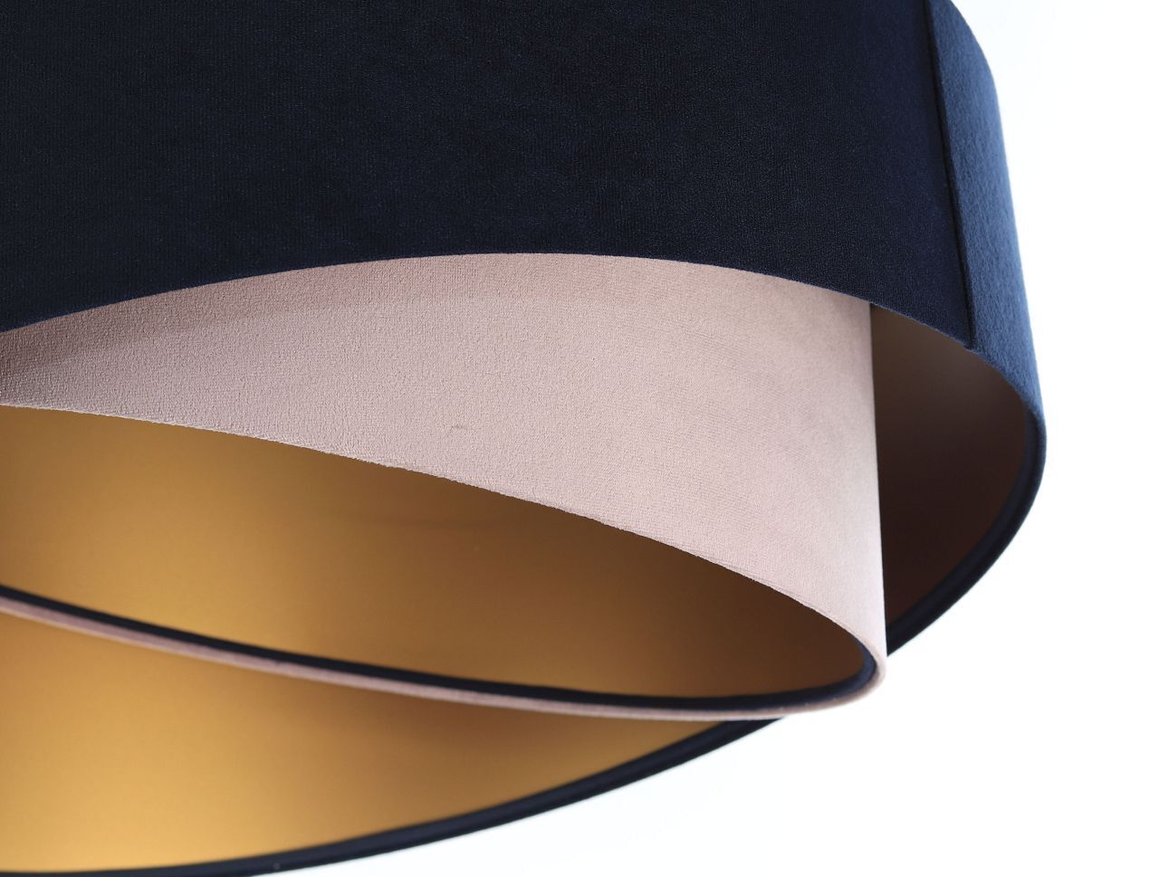 Lampe à suspendre Abat-jour en tissu bleu rose or E27 rond Ø 50 cm