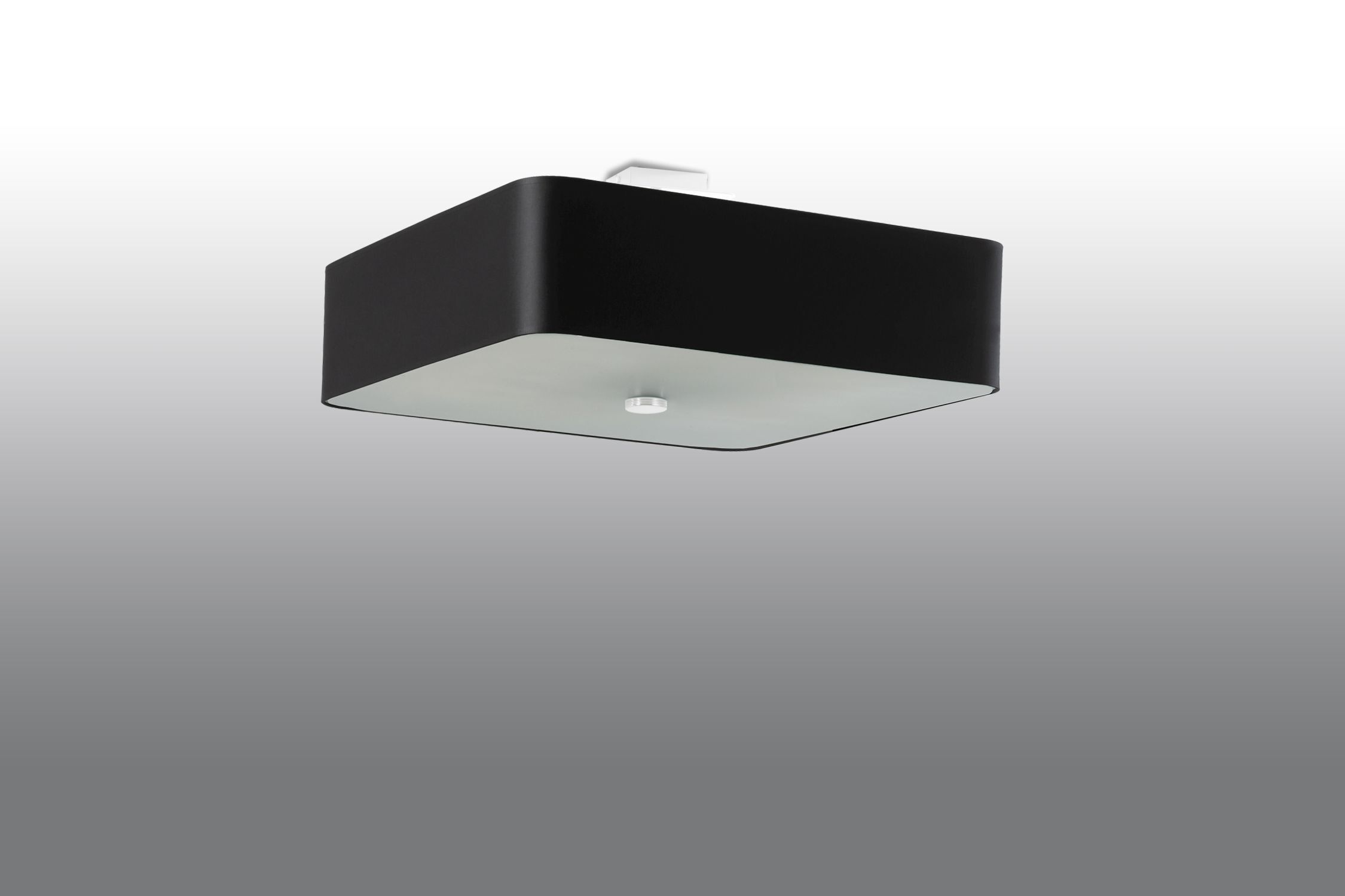 Lampe de plafonnier noir tissu verre carré L : 55 cm