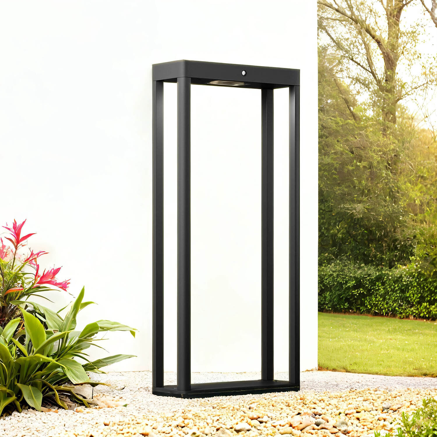 Solar Pollerleuchte Aluminium Glas LED IP54 50 cm eckig Tür