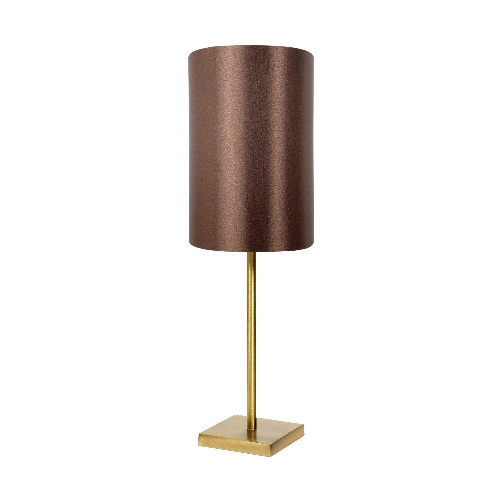 Lampe de table en bronze clair brun E27 48,5 cm laiton tissu