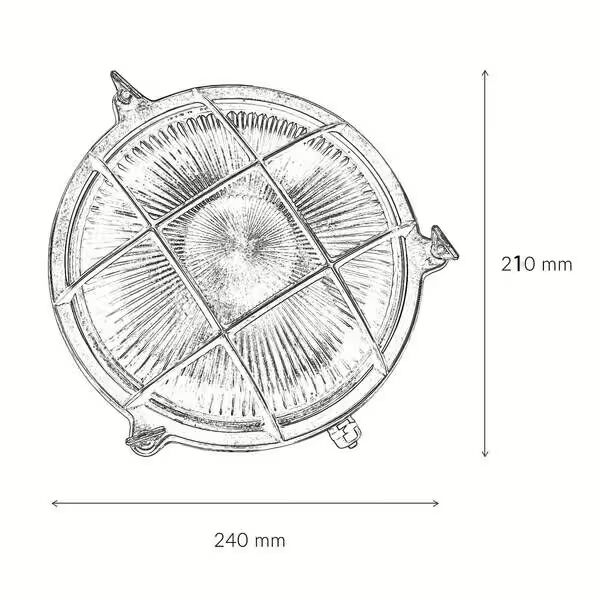 Applique murale extérieure nickel laiton véritable ronde Ø24cm IP64