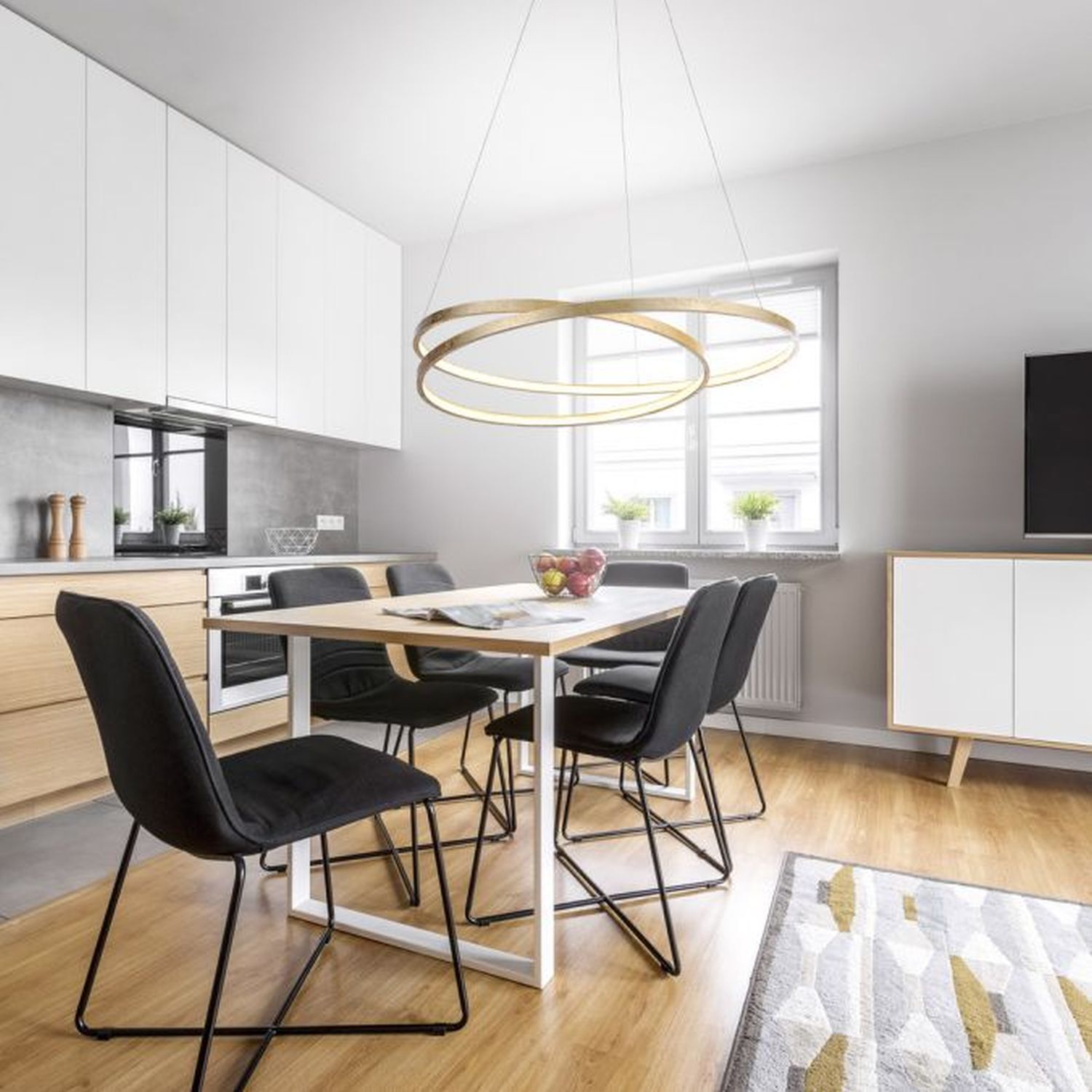 LED Pendelleuchte in Blattgold L:72 cm 3000 K dimmbar Drinnen, Innenarchitektur, Mobiliar, Stuhl, Dekoration für Zuhause