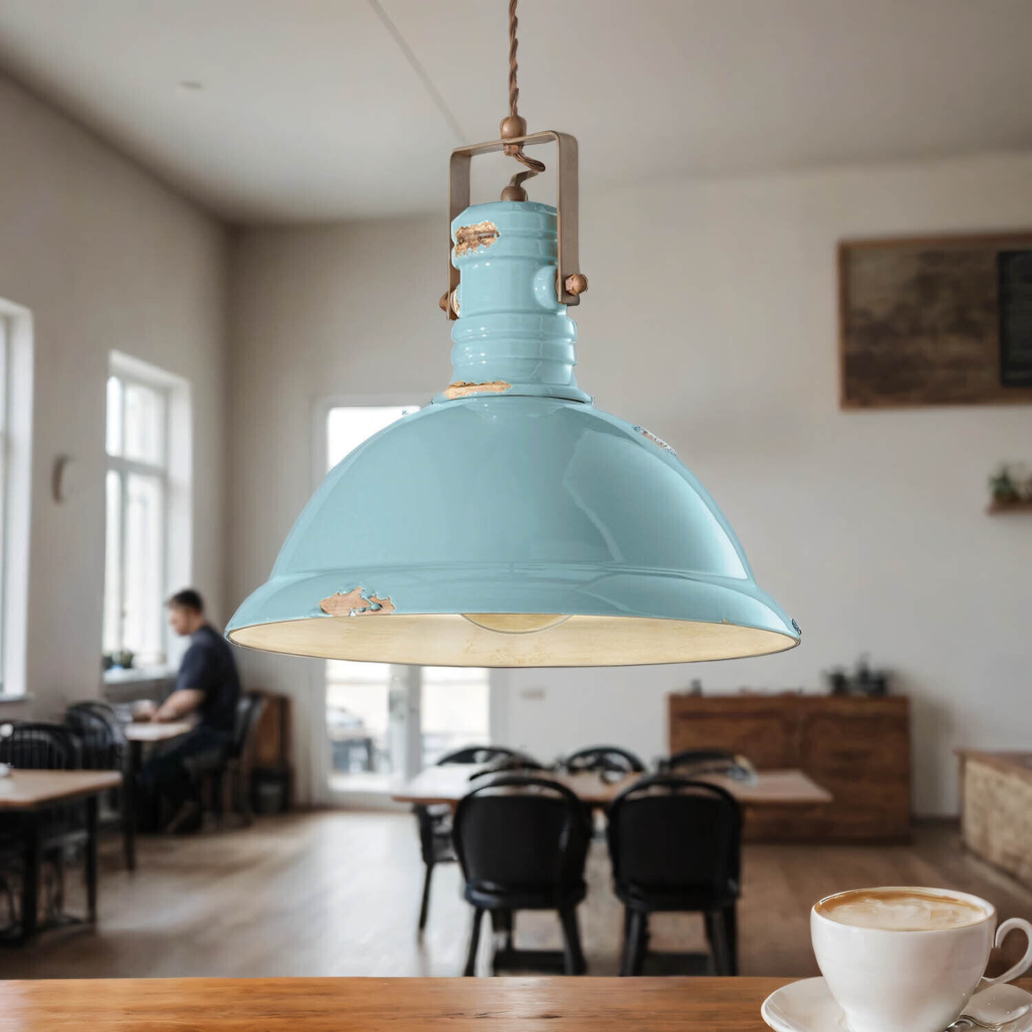 Lampe à suspendre céramique métal E27 D : 40 cm rond
