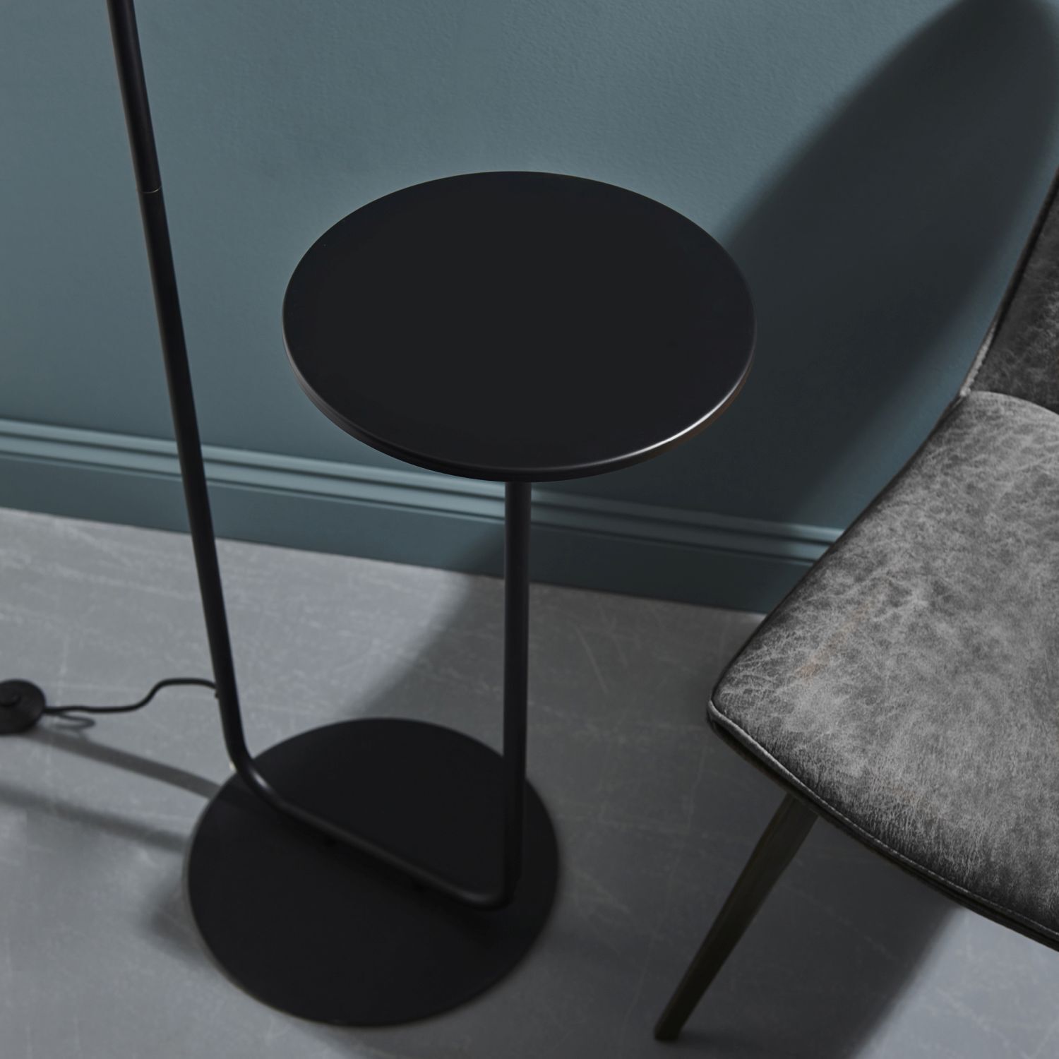 Lampadaire avec table d'appoint Noir 175 cm de haut E27