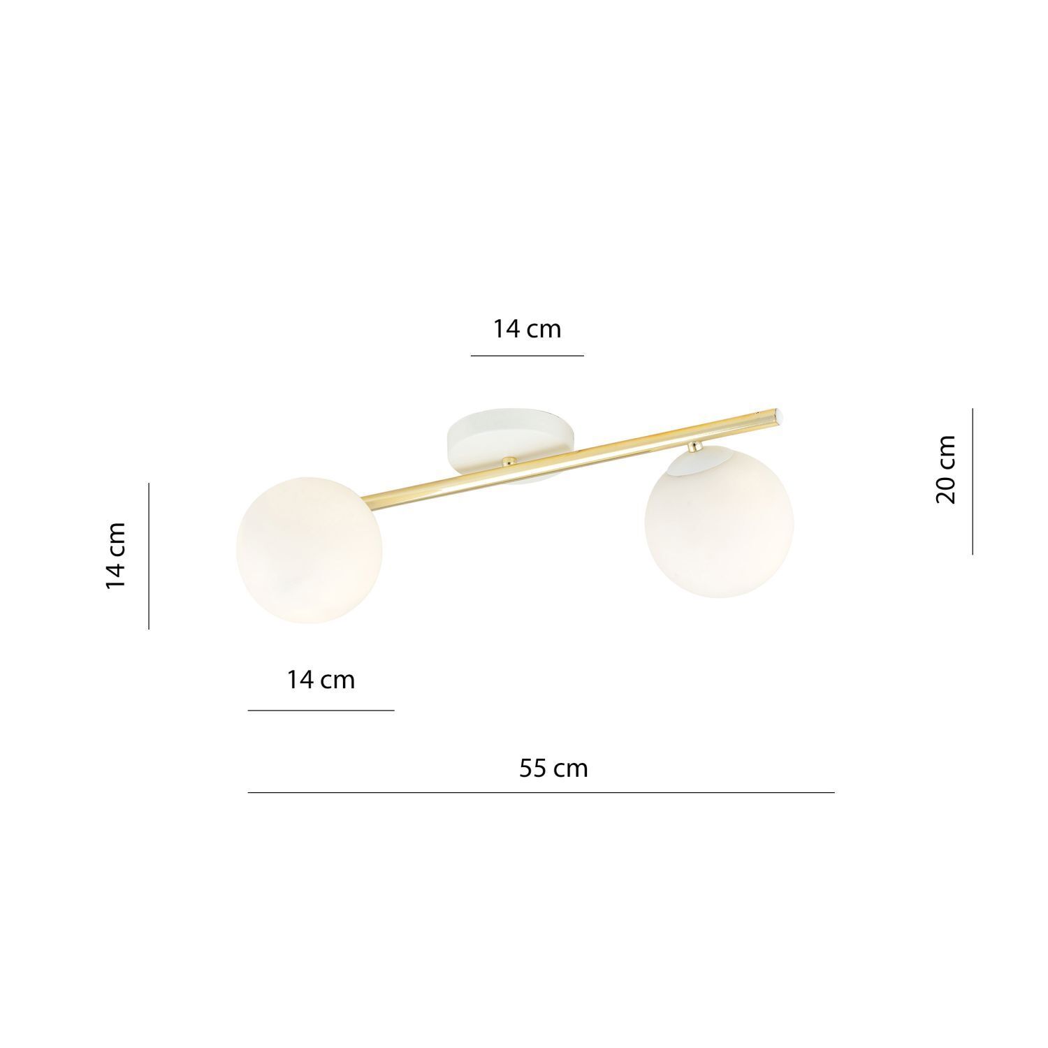 Plafonnier Blanc Or Abat-jour sphérique Verre Métal