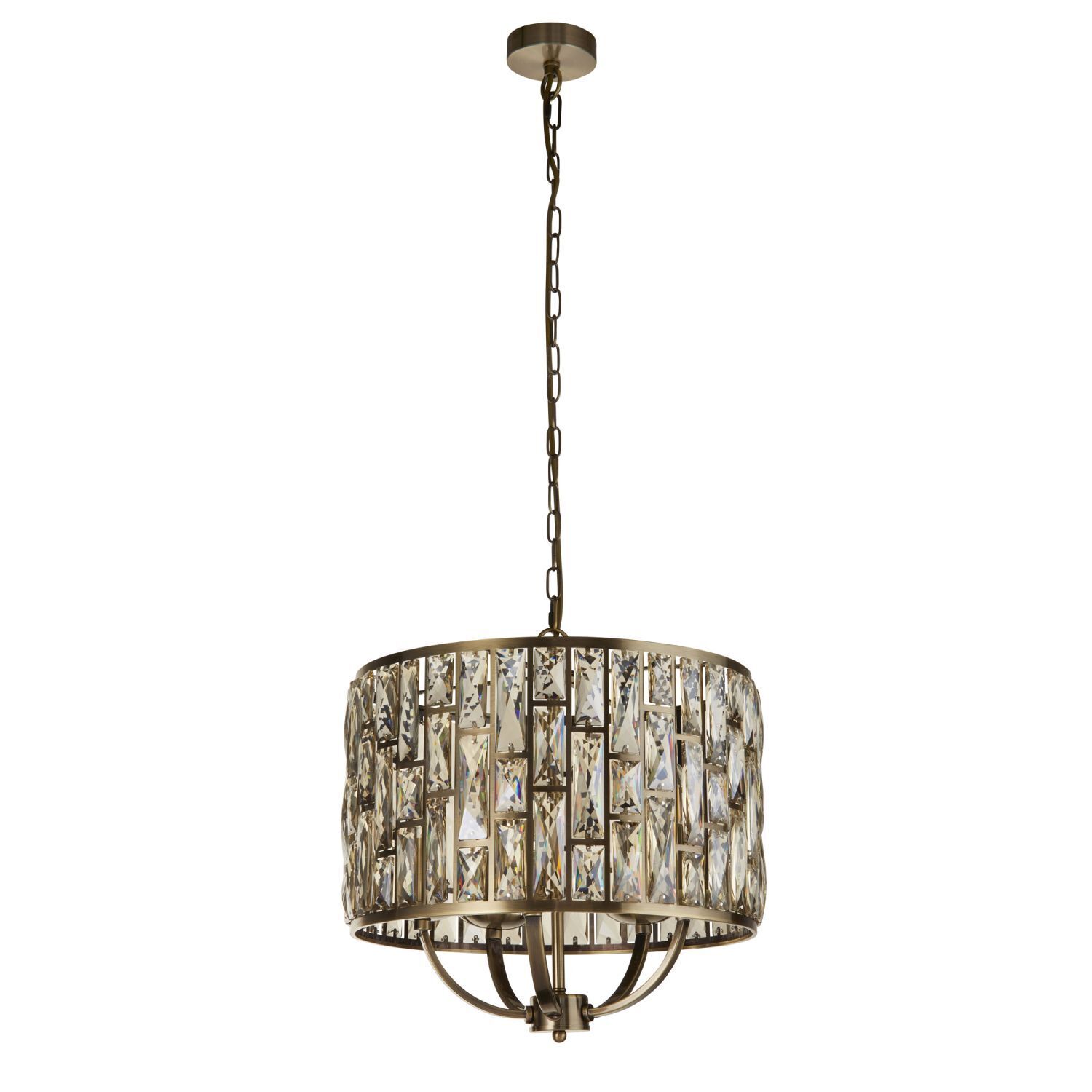 Suspension ronde Ø 44 cm cristal en laiton crème 5x E14