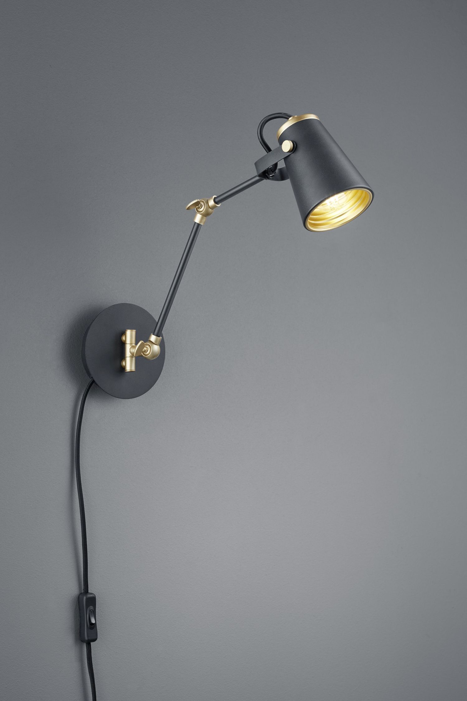 Beweglicher Wandspot Metall Schwenkarm H:25 cm Schwarz Lampe, Beleuchtung, Lampenschirm