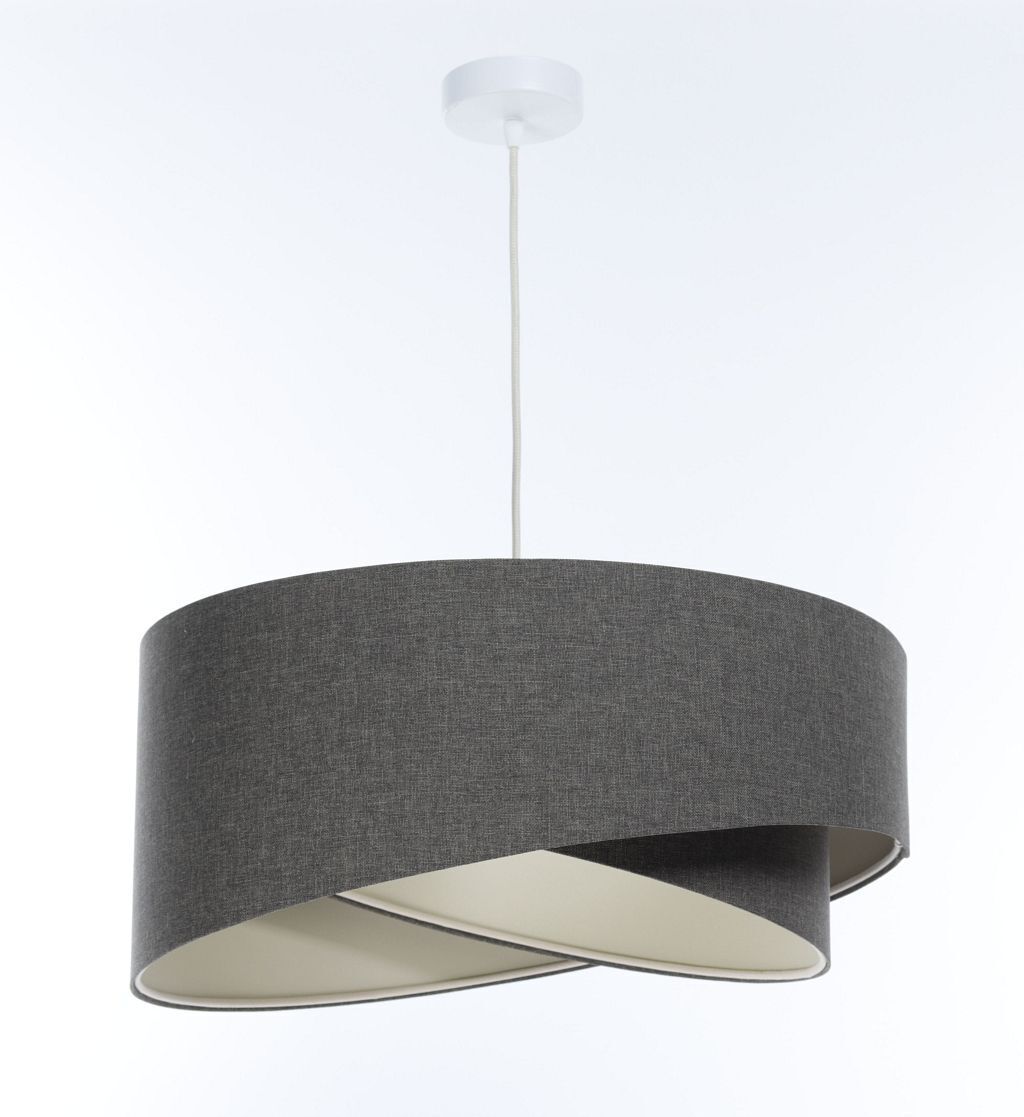 Suspension tissu E27 Ø 45 cm rond Gris Moderne INGRAM Lampe, Deckenleuchte