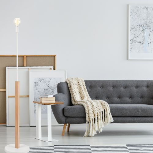 Lampadaire DIALIA blanc rond 148cm salon