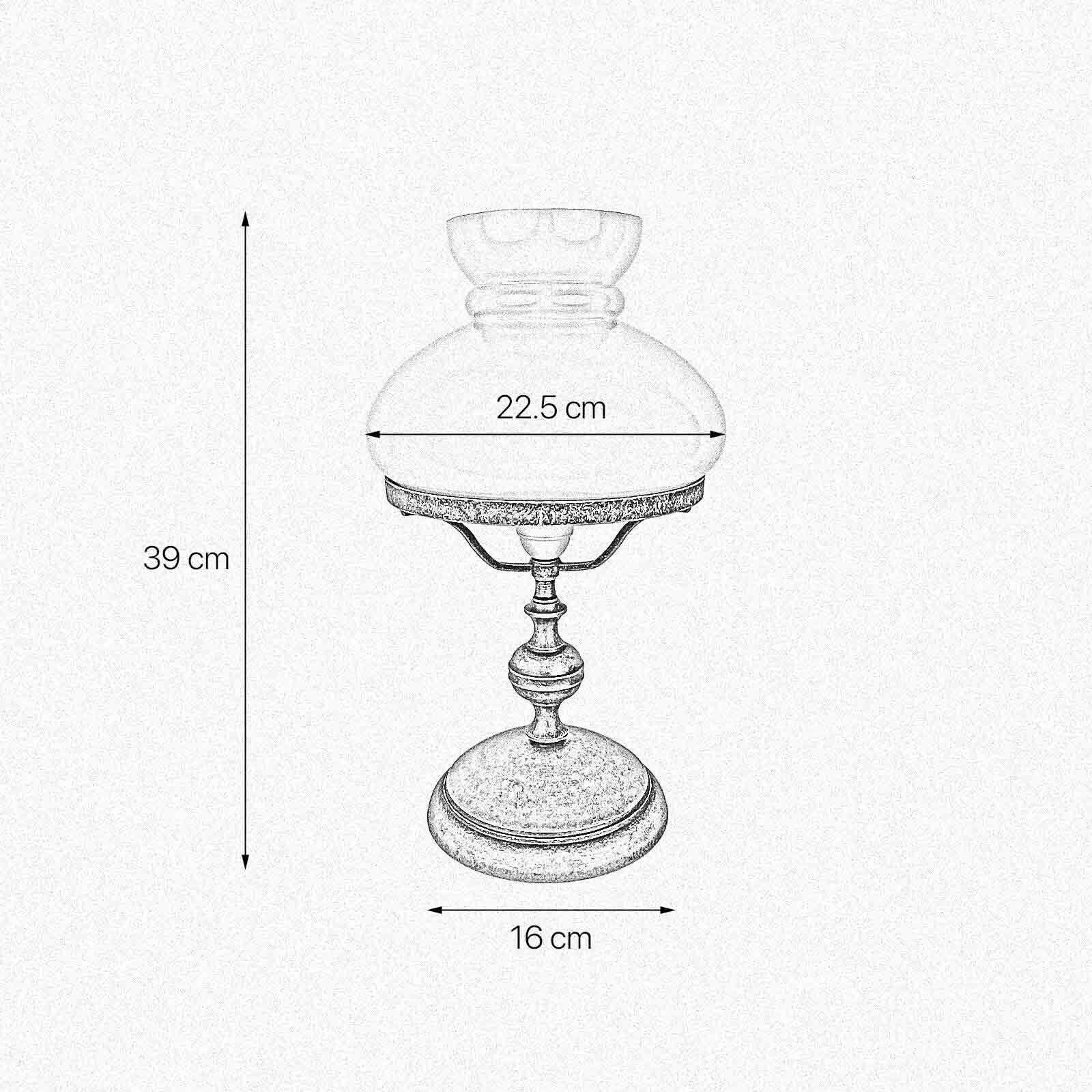 Lampe de table 39 cm Art Nouveau verre laiton en bronze vert antique