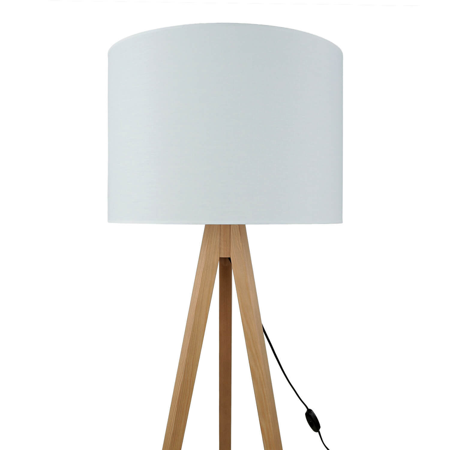 Stehleuchte klein 145 cm Dreibein E27 Stoff Holz Wohnzimmer Lampe, Lampenschirm