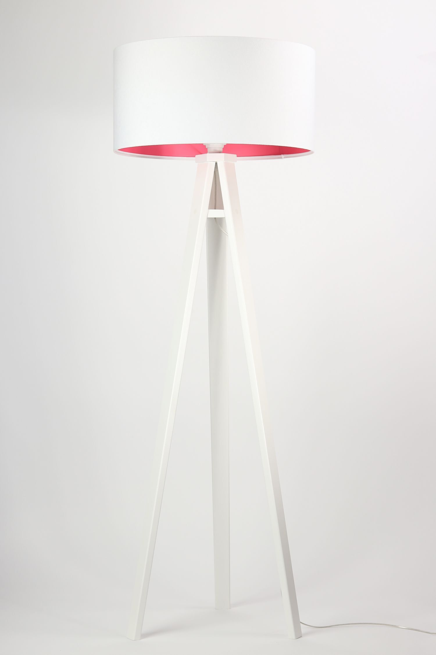 Lampadaire Blanc Rose Bois 140cm Rétro Salon