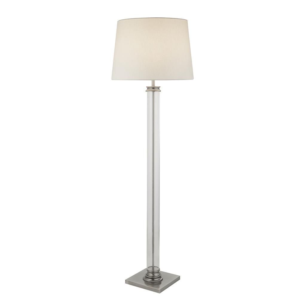 Lampadaire 156 cm en argent crème E27 tissu verre