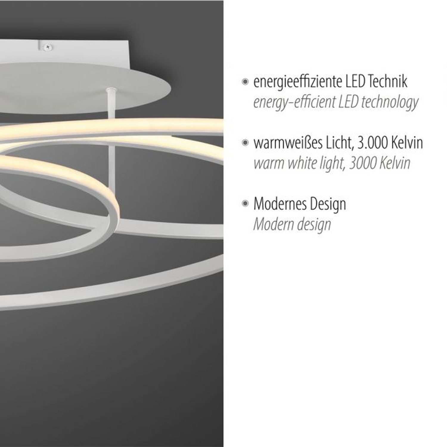 Plafonnier décoratif LED métal blanc 3000 K anneaux