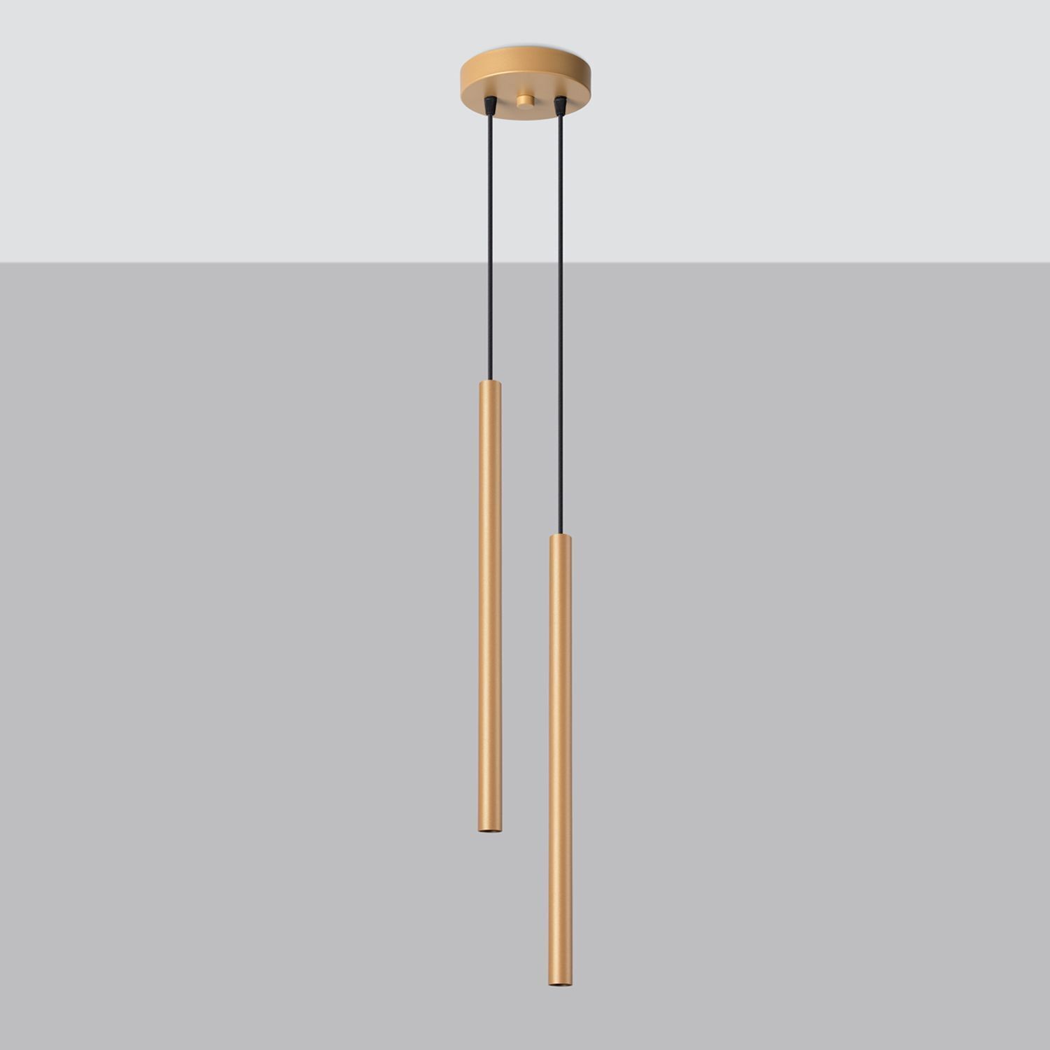 pendant light, hängelampe, gold, doppelstab, moderne konstruktion