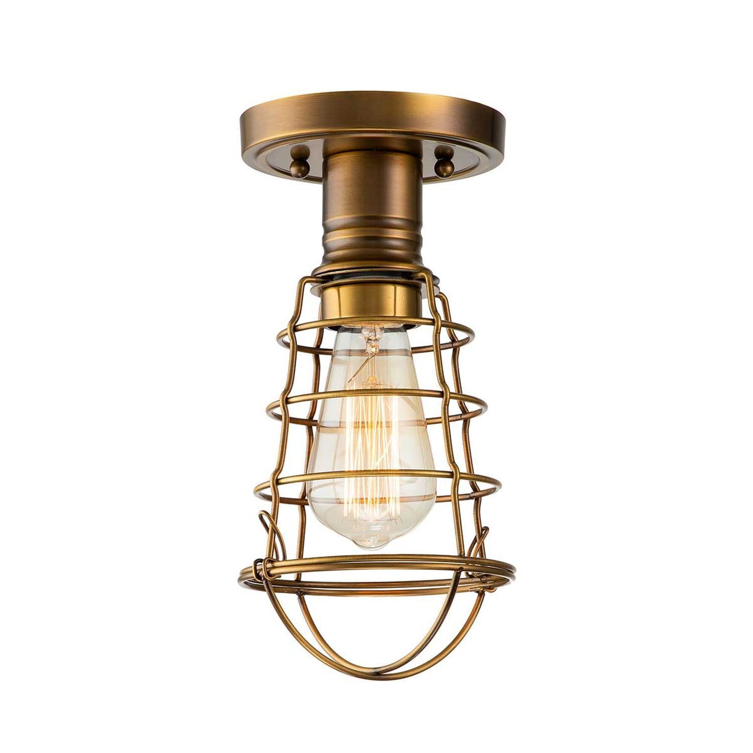 Lampe de plafonnier laiton antique D : 14,5 cm petit métal E27
