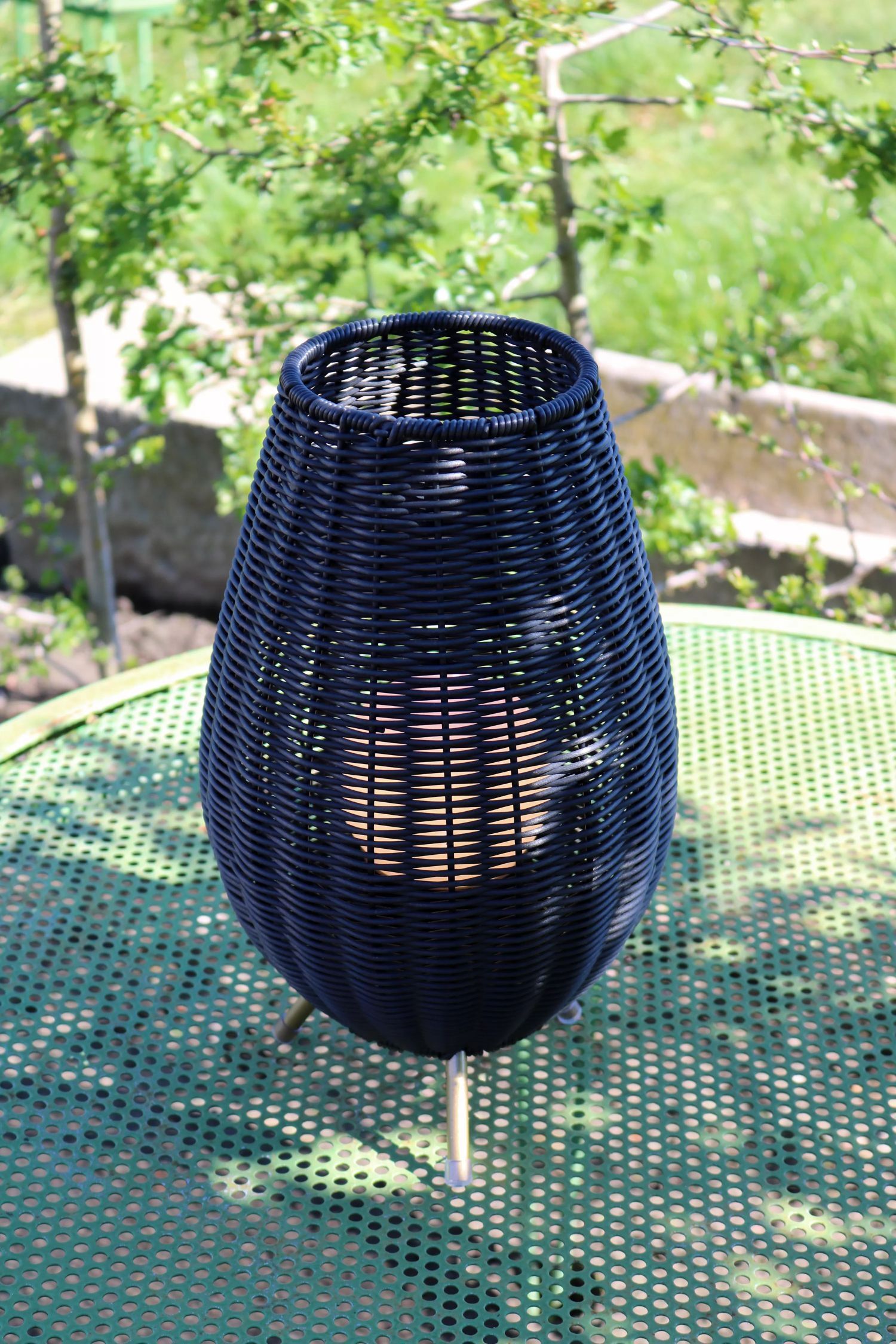 LED Akku Tischlampe dimmbar Schwarz IP44 36 cm Terrasse