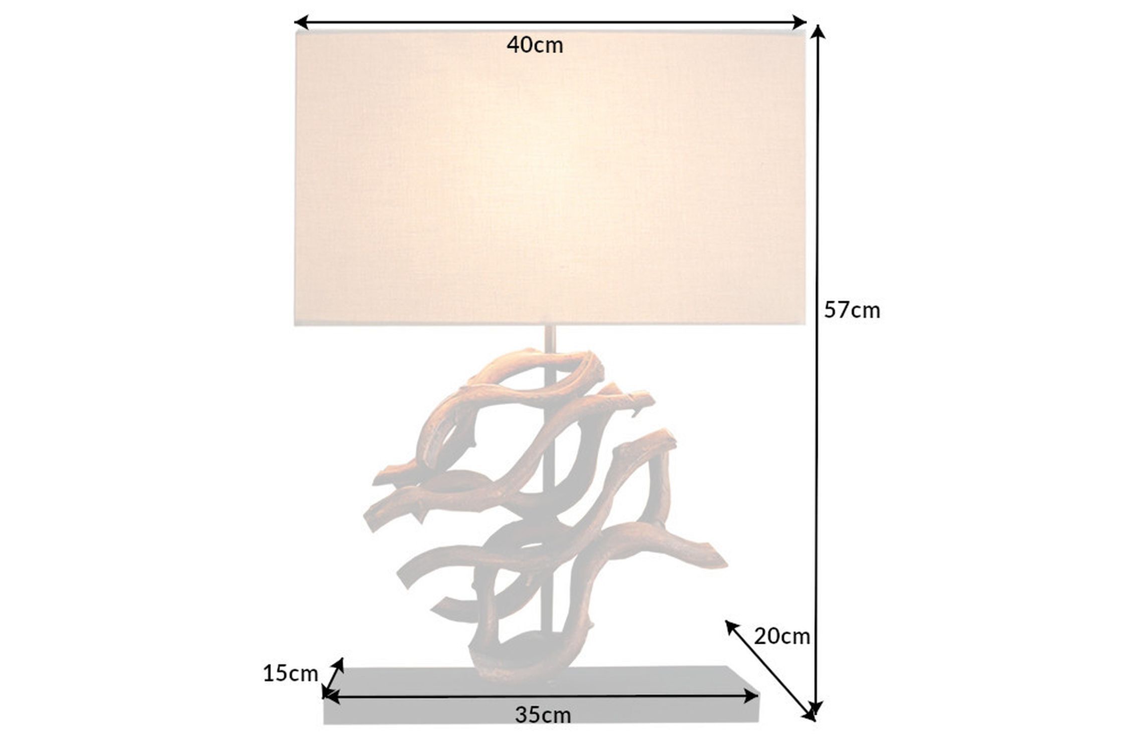 Lampe de table bois tissu anti-éblouissement E27 H:57 cm Lampe de lecture