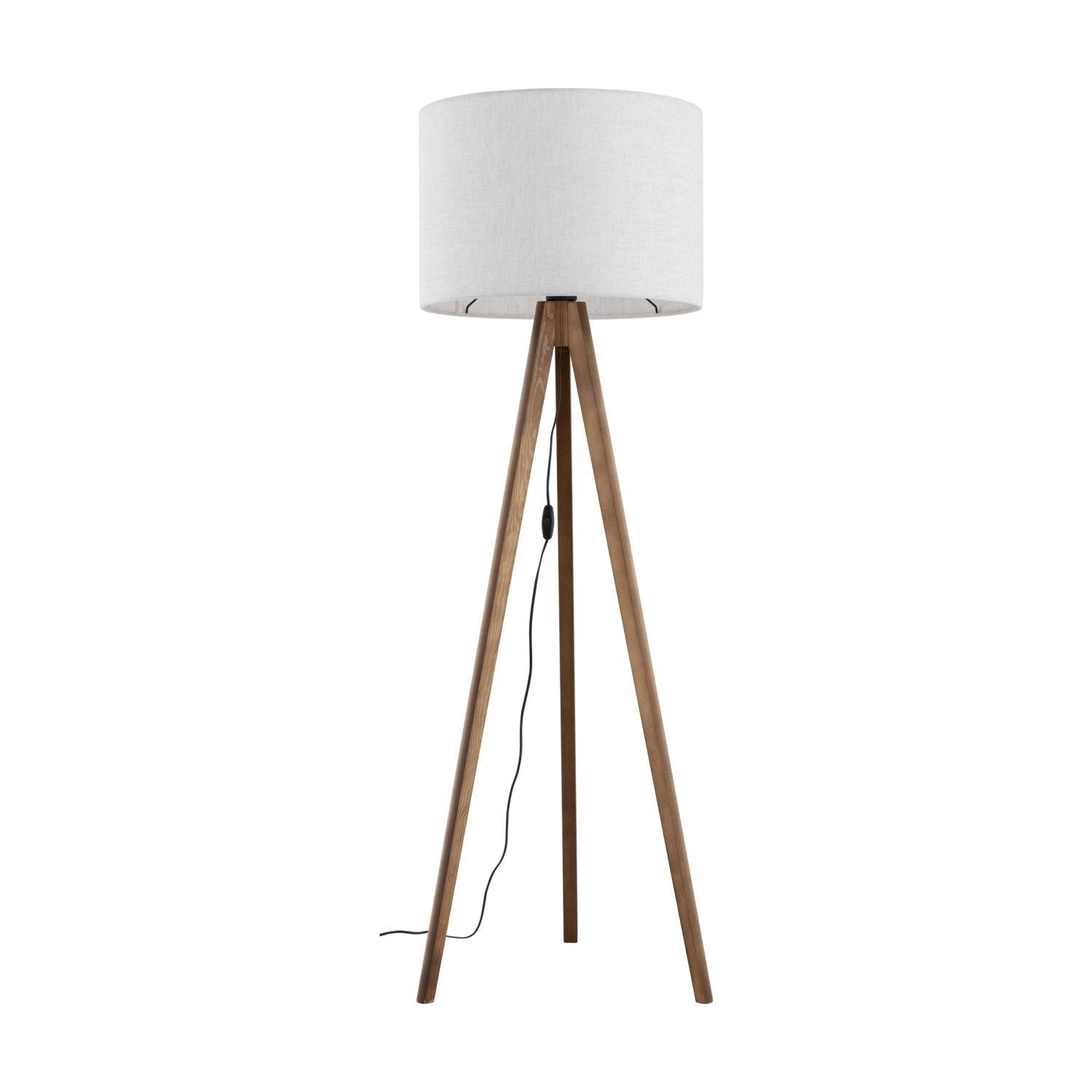 Lampadaire trépied petit 145 cm E27 Skandi bois lin