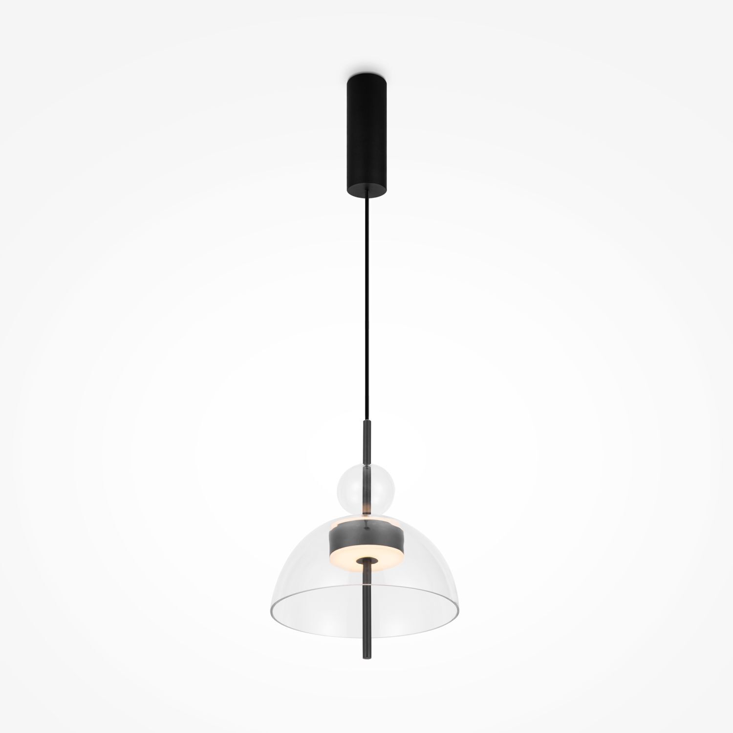Suspension LED Métal Verre H : max. 348 cm Noir Lampe
