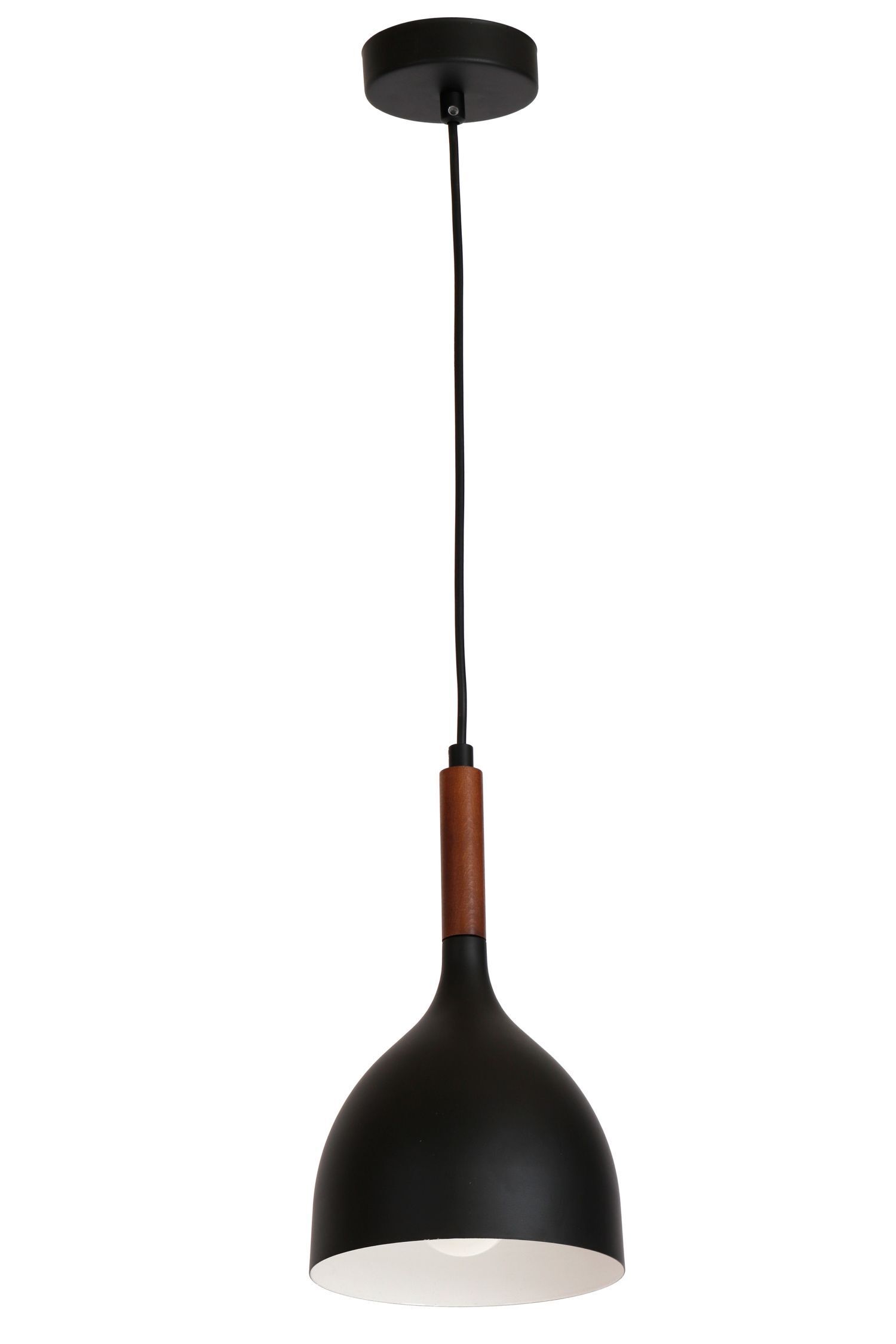 Lampe à suspendre métal Abat-jour bois Ø17cm noir E27