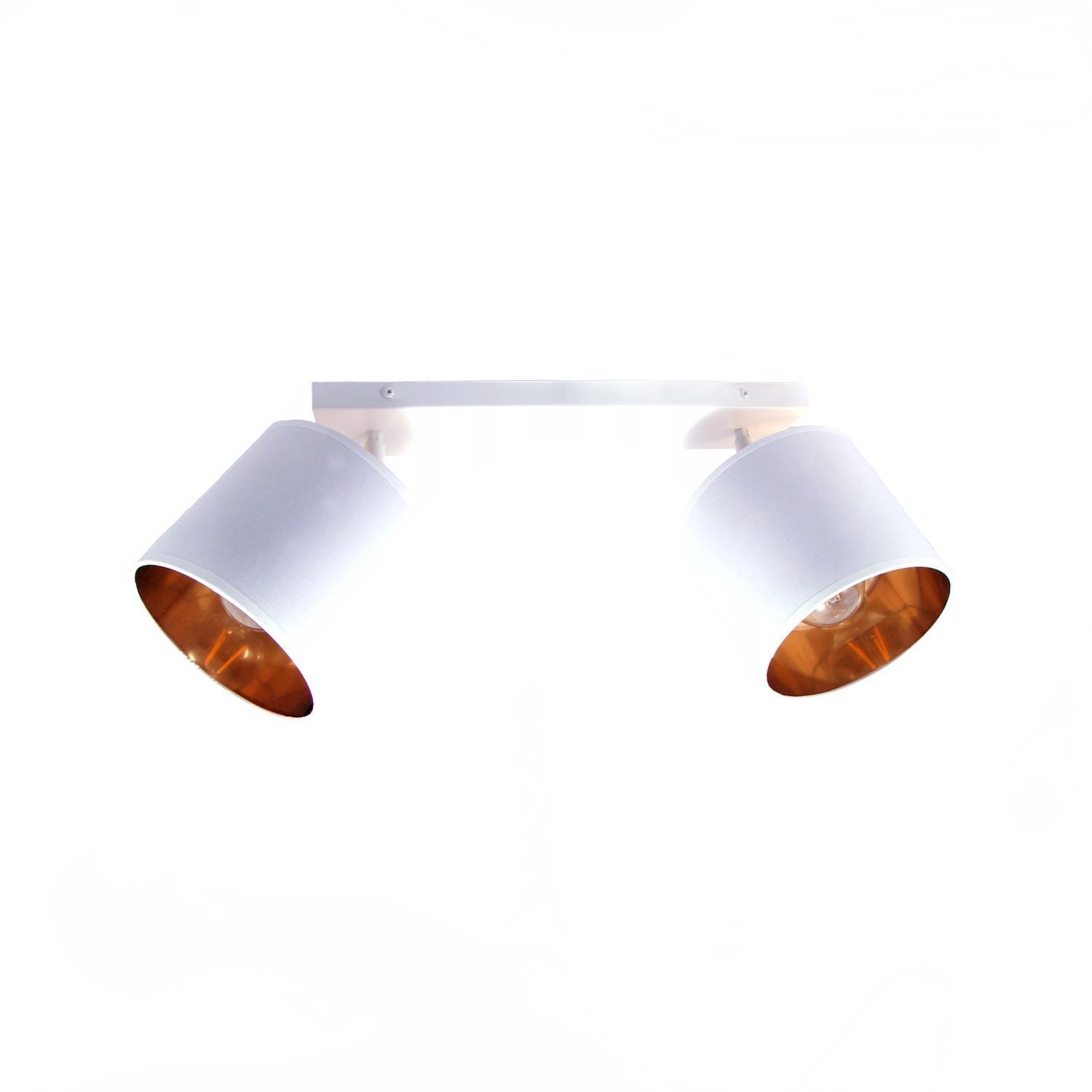Spot de plafond mobile blanc or E27 2-flmg tissu