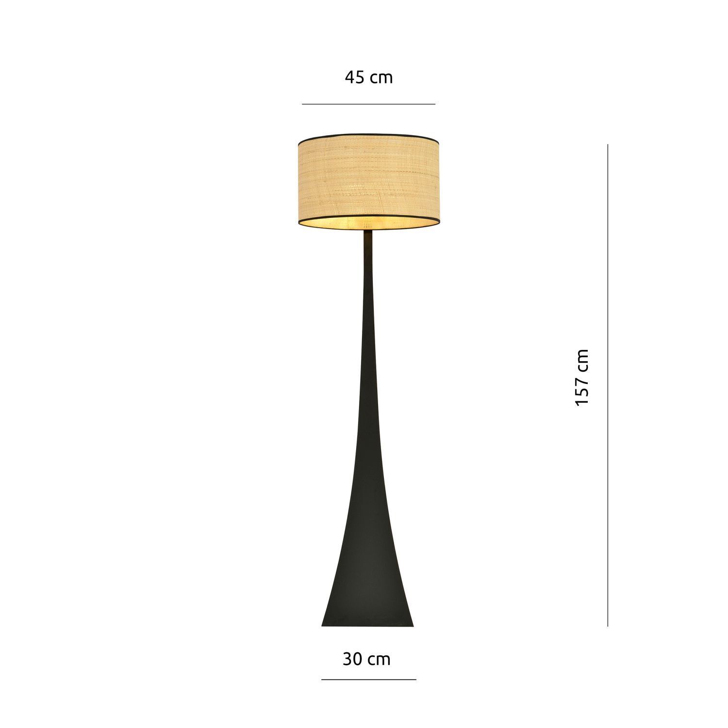 Lampadaire en métal rotin 157 cm Moderne en noir naturel E27